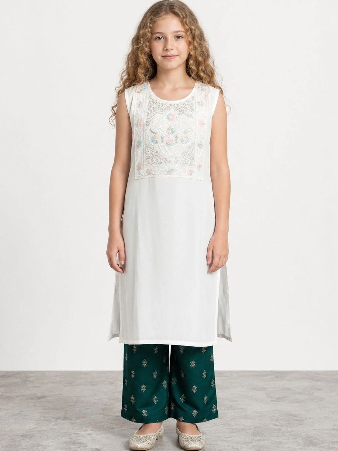 Muhuratam Girls Embroidered Thread Work Kurta-picture-18