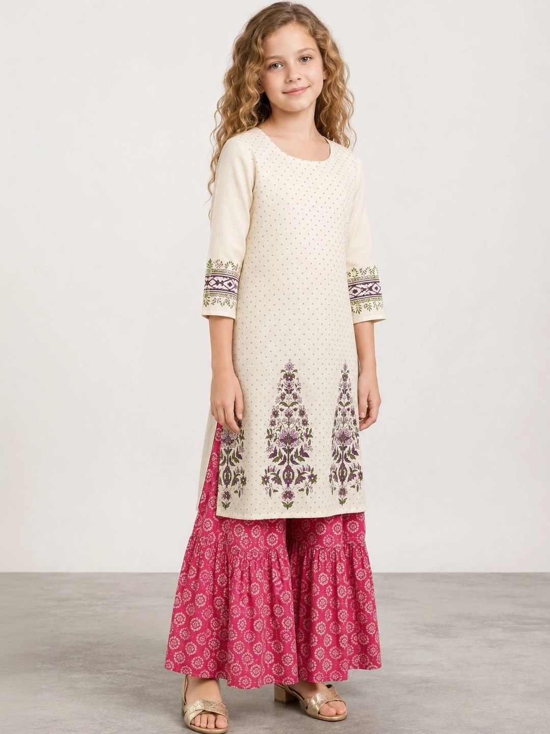 Muhuratam Girls Ethnic Motifs Printed Indie Florals Kurta-picture-25