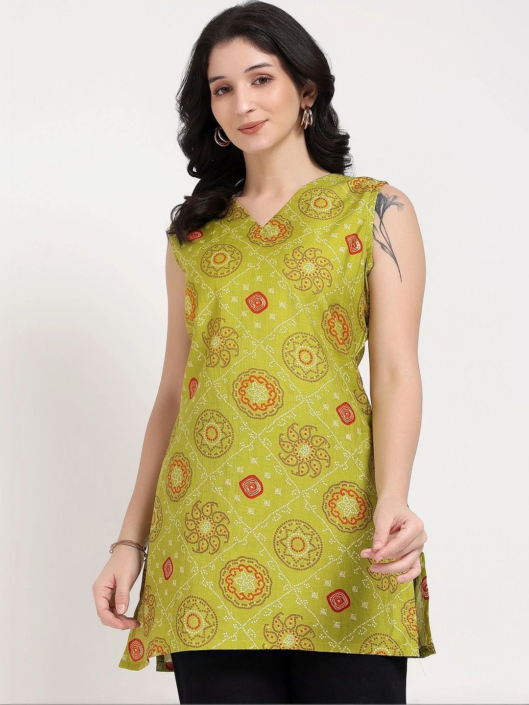 Mahisha Fashion Ethnic Motifs Printed V-Neck Kurti-picture-33