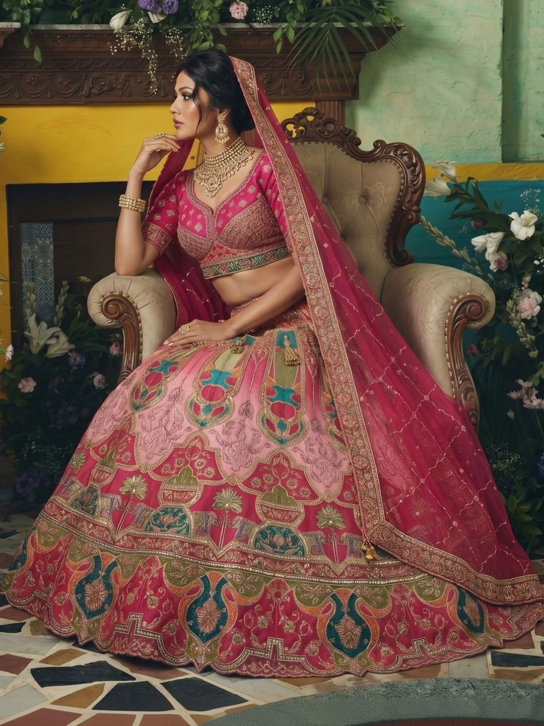 THE THIRD LABEL Embroidered Semi-Stitched Lehenga & Ready to Wear Blouse With Dupatta-picture-20
