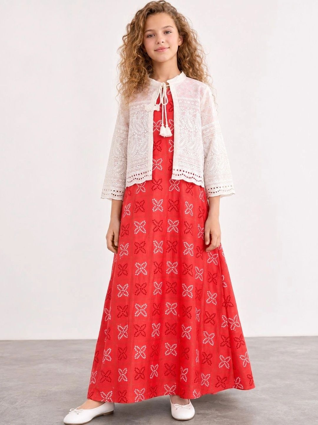 Muhuratam Girls Crop Open Front Jacket with Embroidered-picture-28
