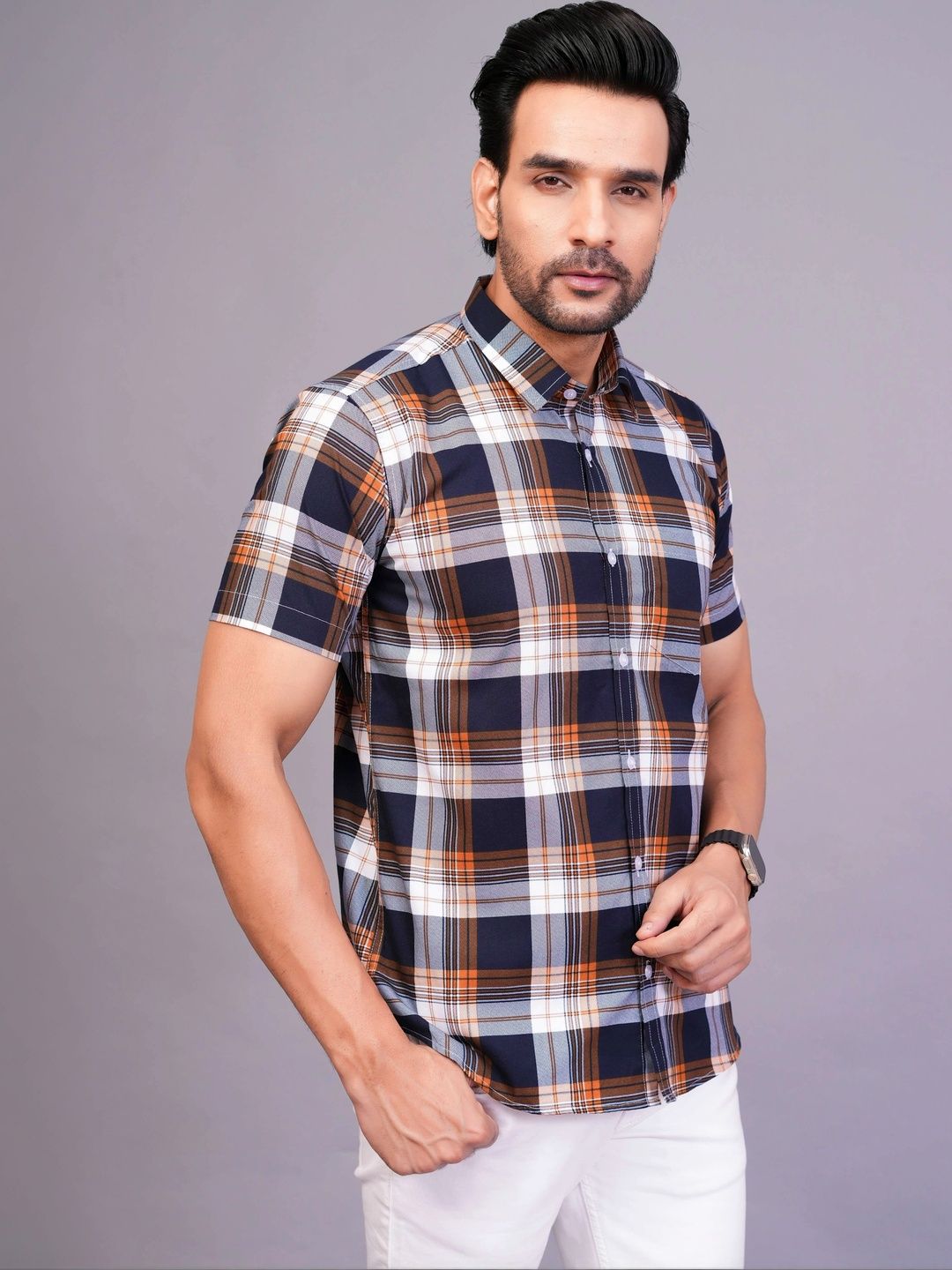BLACKLILLY Men Standard Slim Fit Tartan Checks Checked Casual Shirt-picture-13
