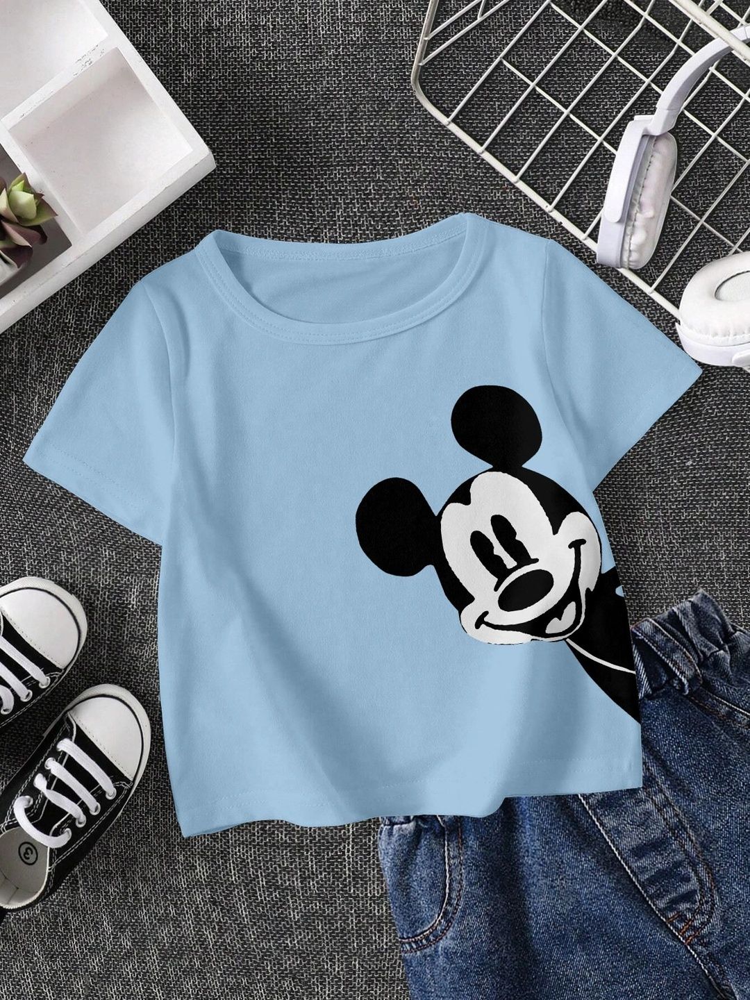 YK Disney Kids Brand Logo Mickey Mouse Printed T-shirt-picture-32