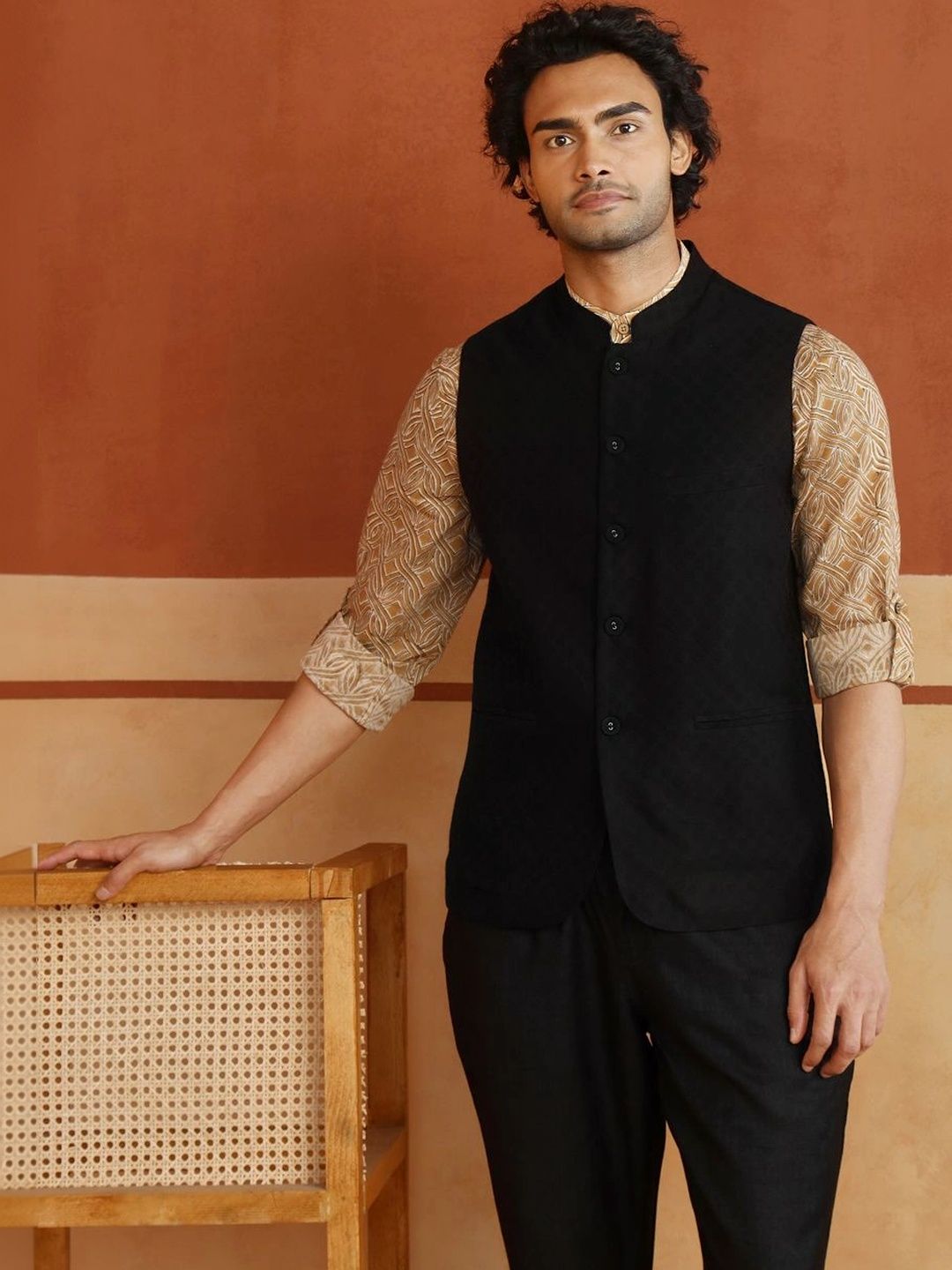 Fabindia Slim Fit Woven Design Nehru Jackets-picture-21