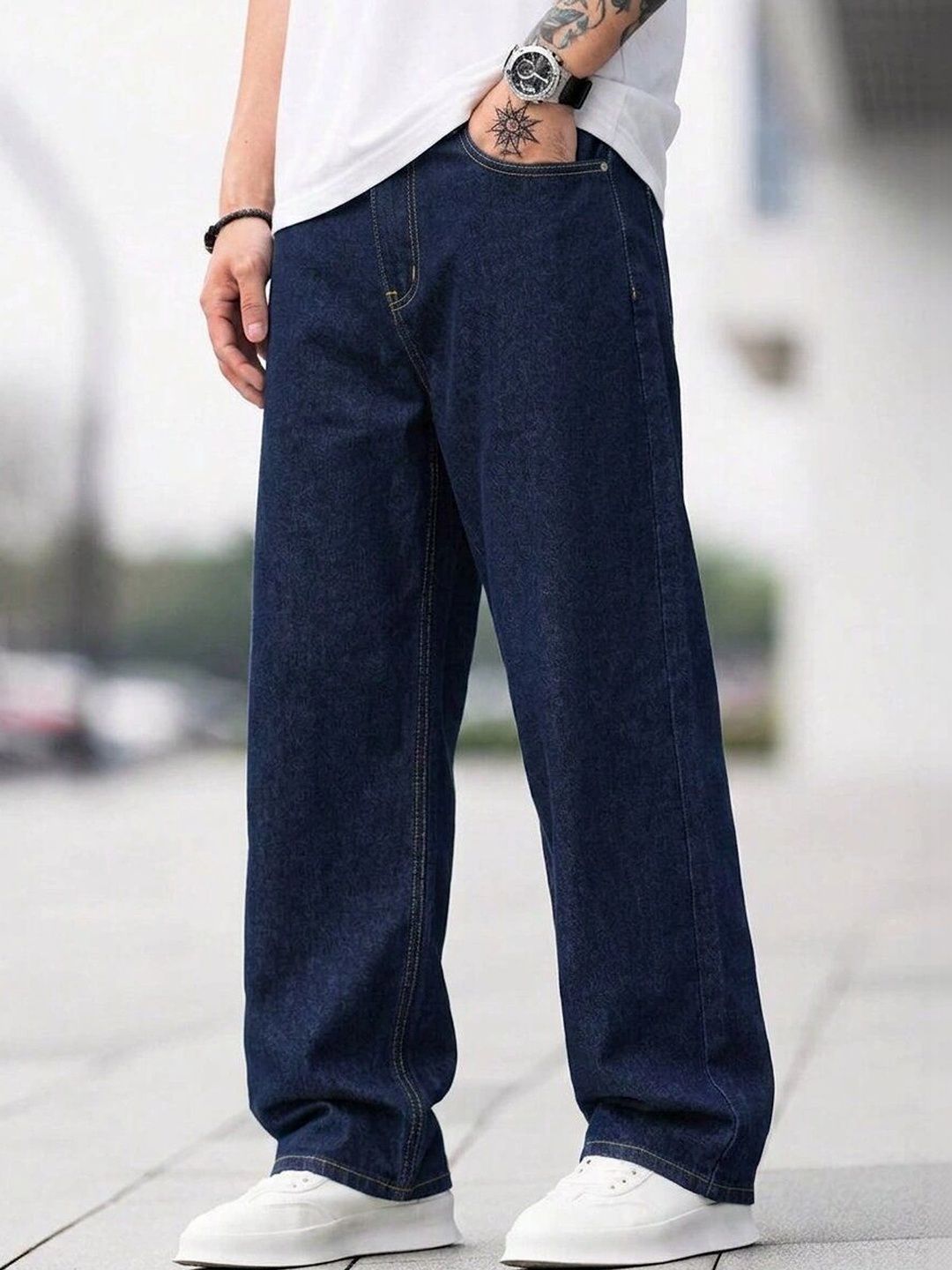Moda Rapido Men Loose Relaxed Fit Mid-Rise Light Fade Jeans-picture-18