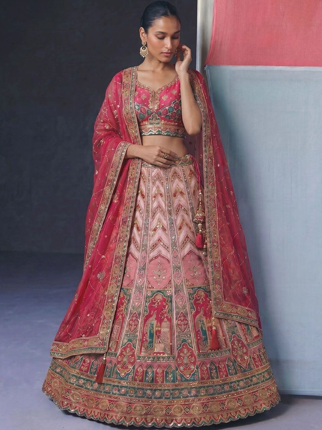THE THIRD LABEL Embroidered Semi-Stitched Lehenga & Ready to Wear Blouse With Dupatta-picture-19