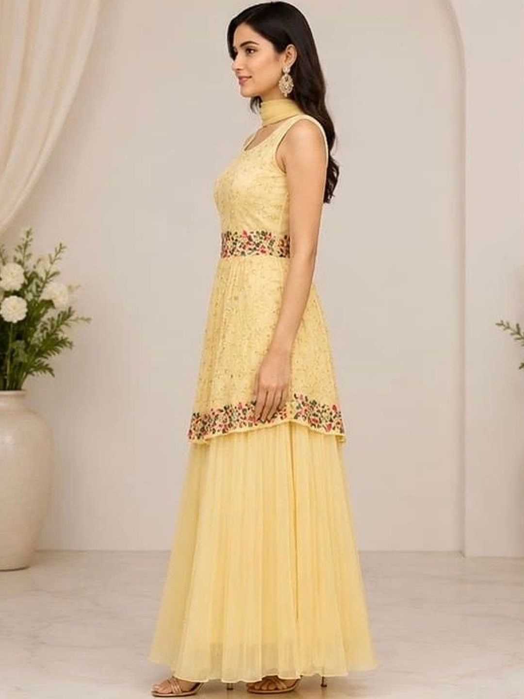 Sanwari Embroidered Thread Work Ready to Wear Lehenga &-image-16