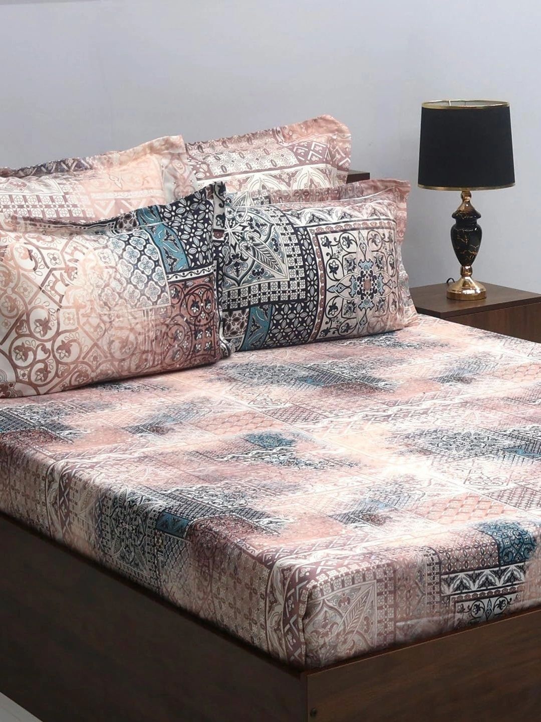 BOMBAY DYEING Brown 300 TC King Bedsheet with 2 Pillow Covers-image-23
