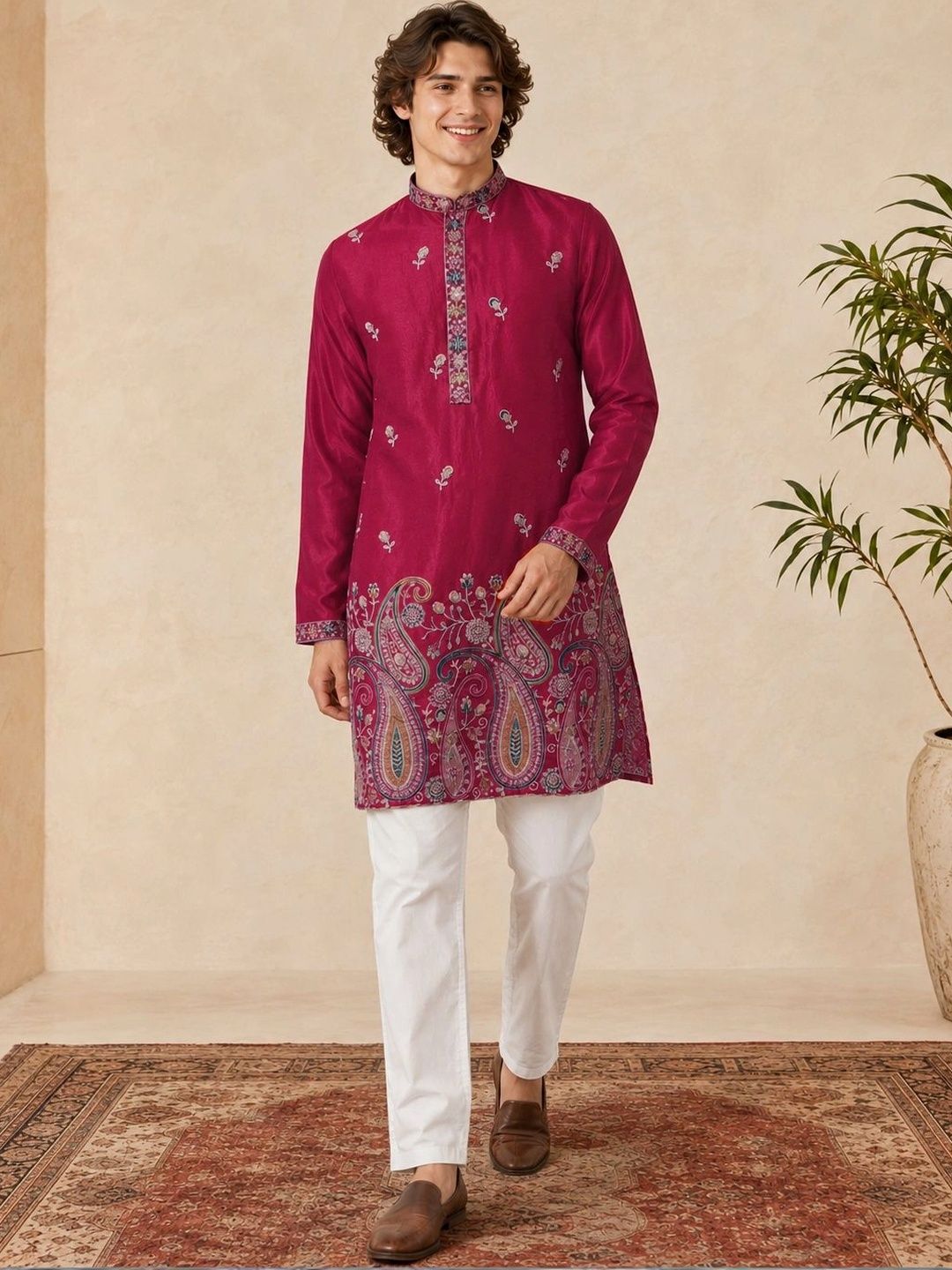 House of Pataudi Men Paisley Embroidered Thread Work Kurta-picture-54