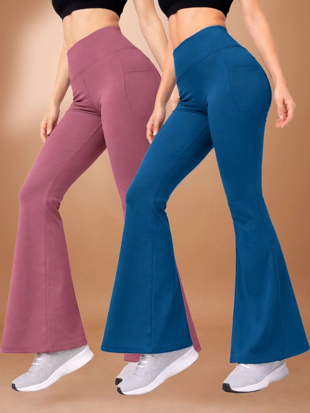 KASHIKAY CREATION Women Pack of 2 High-Rise Flared Yoga Tights-picture-18