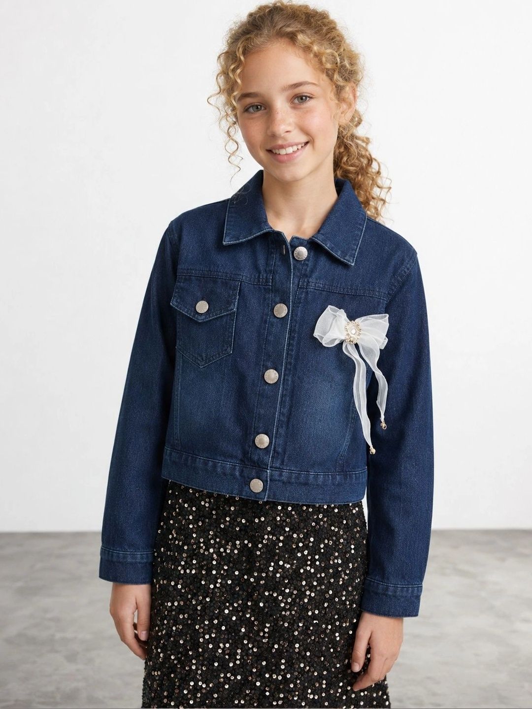 Muhuratam Girls Denim Jacket-image-25