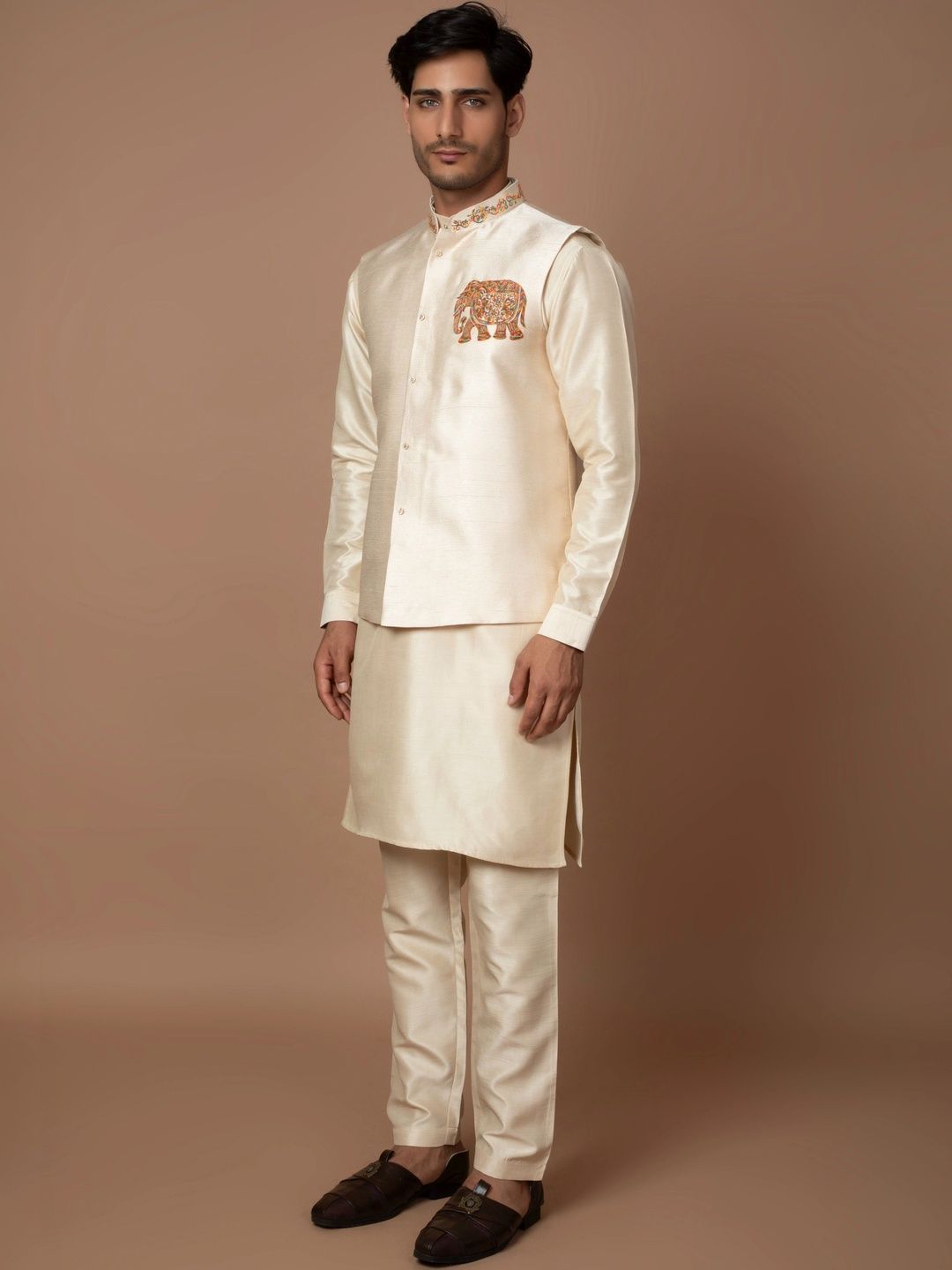 DULHAPAKSH Men Open Front Jacket with Embroidered-picture-29