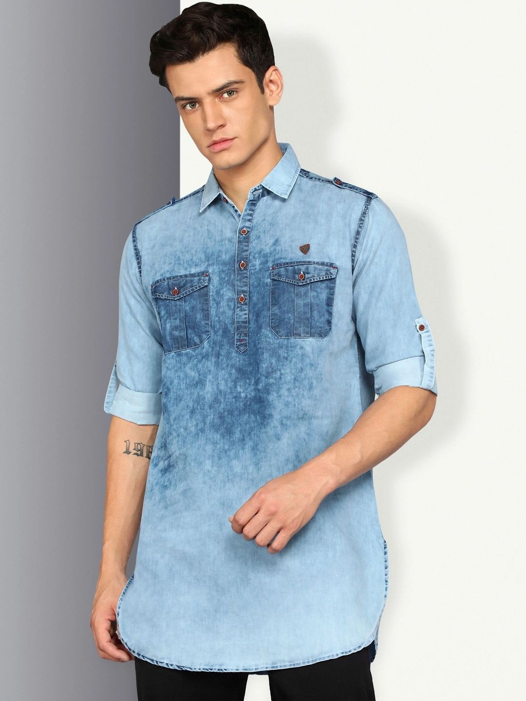 Kuons Men Denim Kurta-picture-35