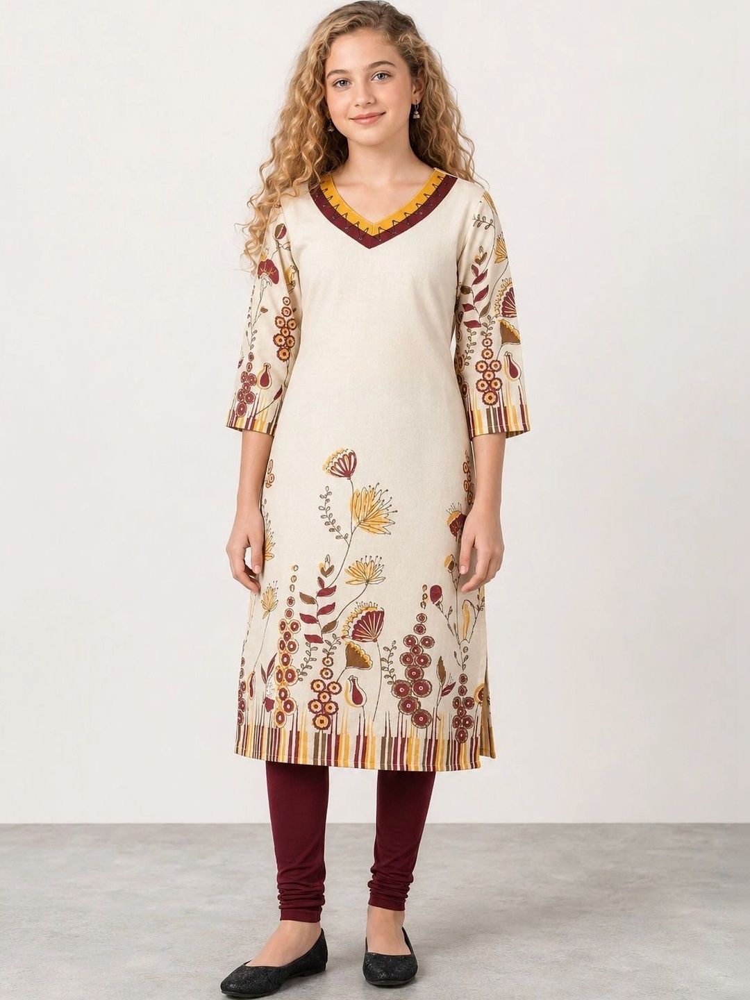 Muhuratam Girls Floral Printed Floral Kurta-picture-17
