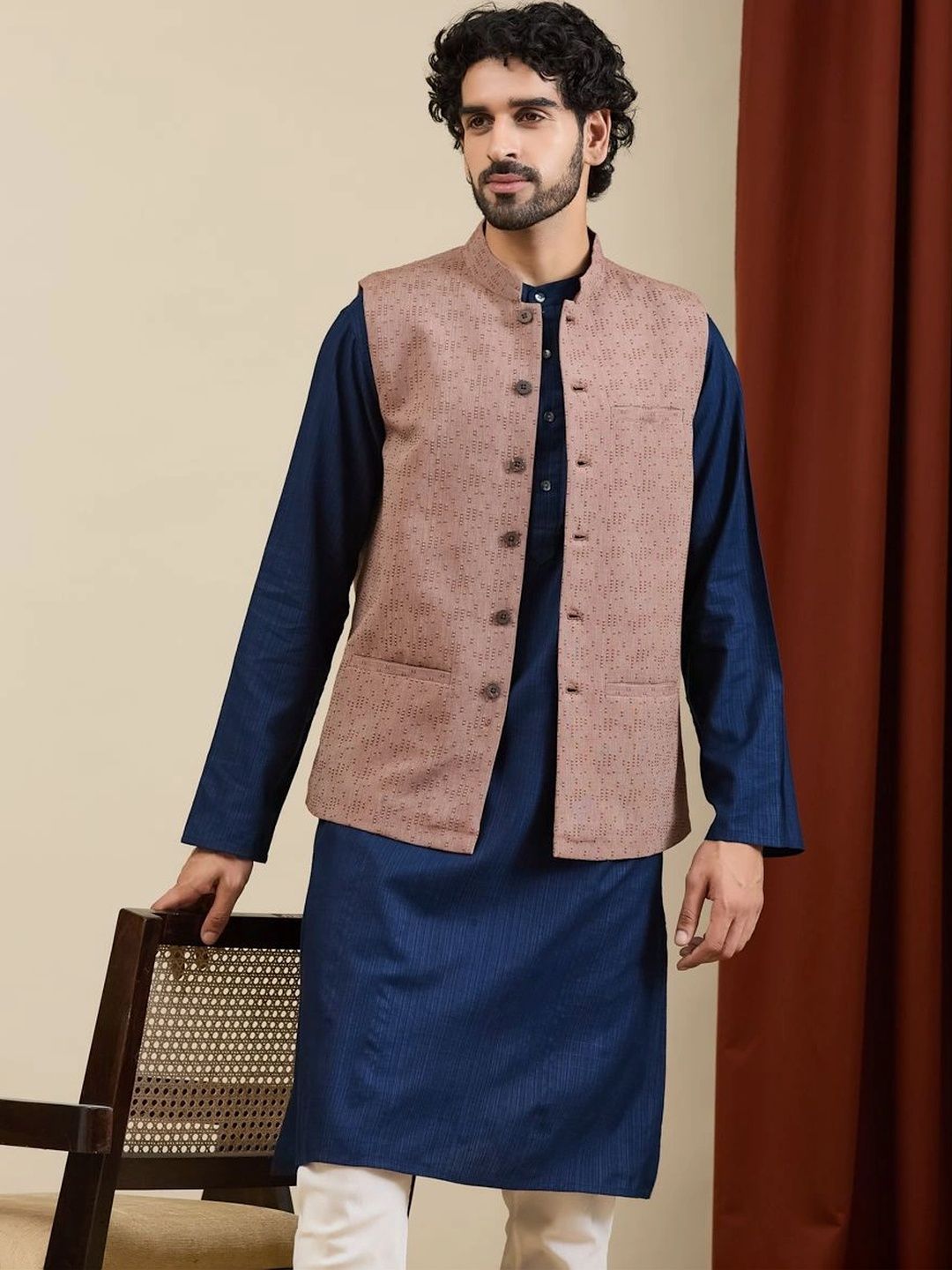 Fabindia Woven Design Cotton Nehru Jackets-picture-39