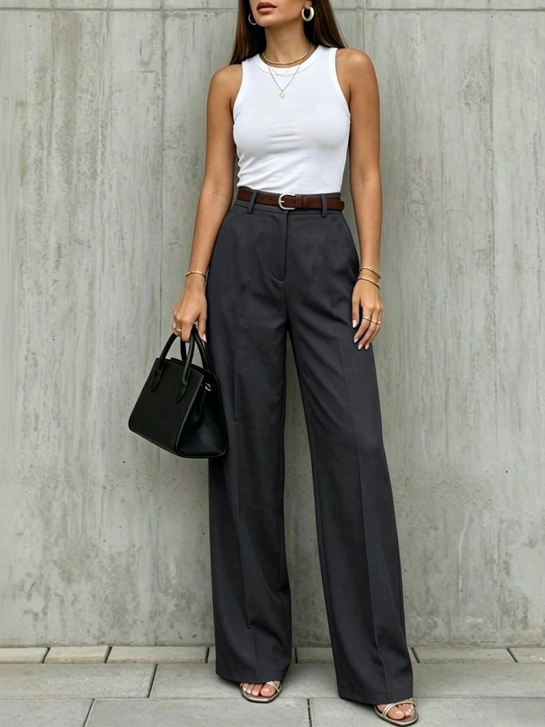 KERI PERRY Women Relaxed Straight Leg High-Rise Easy Wash Trousers-picture-12