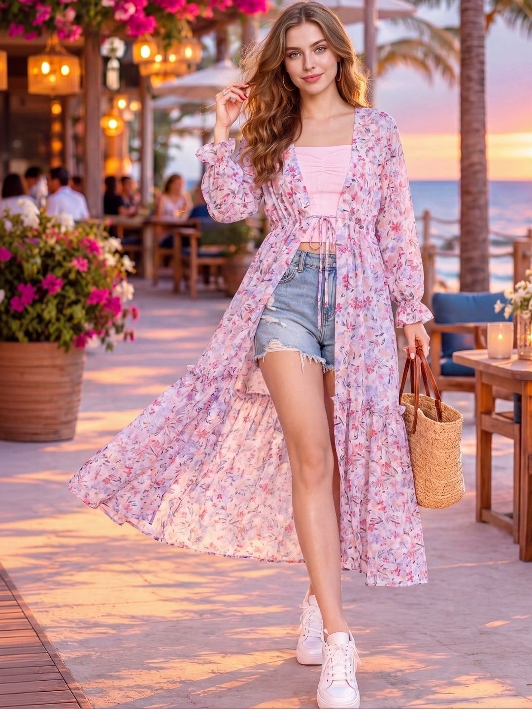 Sera Women Printed Longline Shrug-image-49
