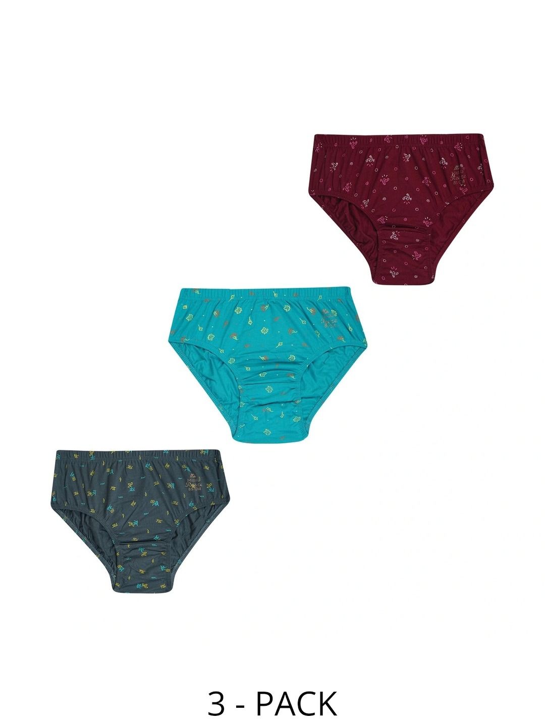 YELLOWDELIGHT Girls Pack of 3 Printed Assorted Cotton Bikini-picture-21