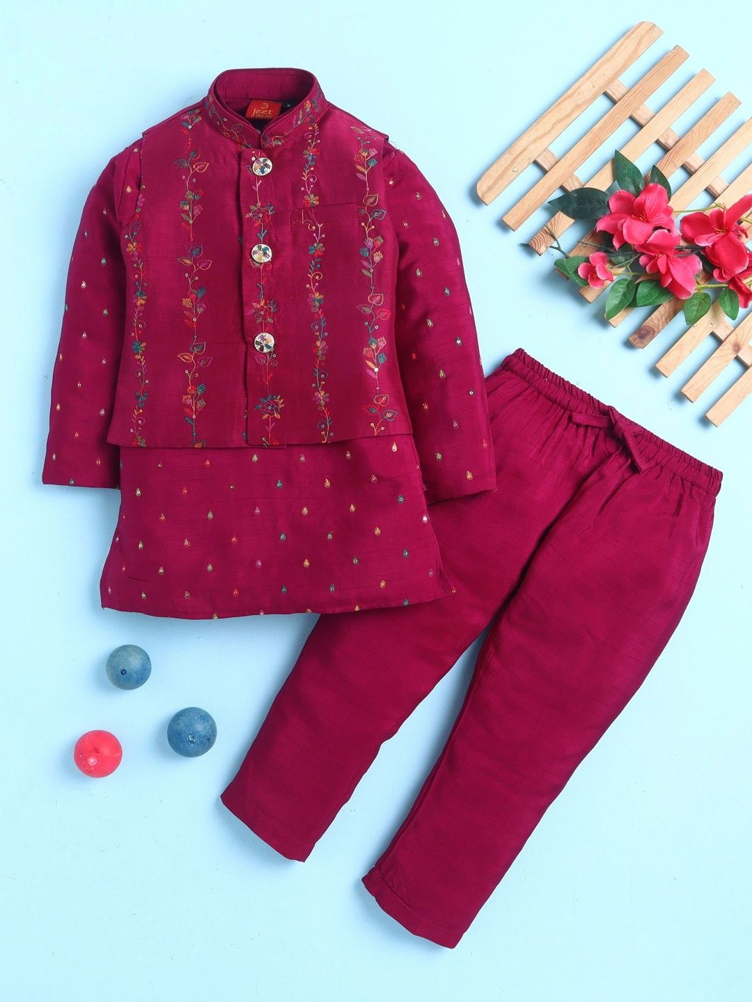 Sparklepop Boys Mandarin Collar Sherwani-image-39