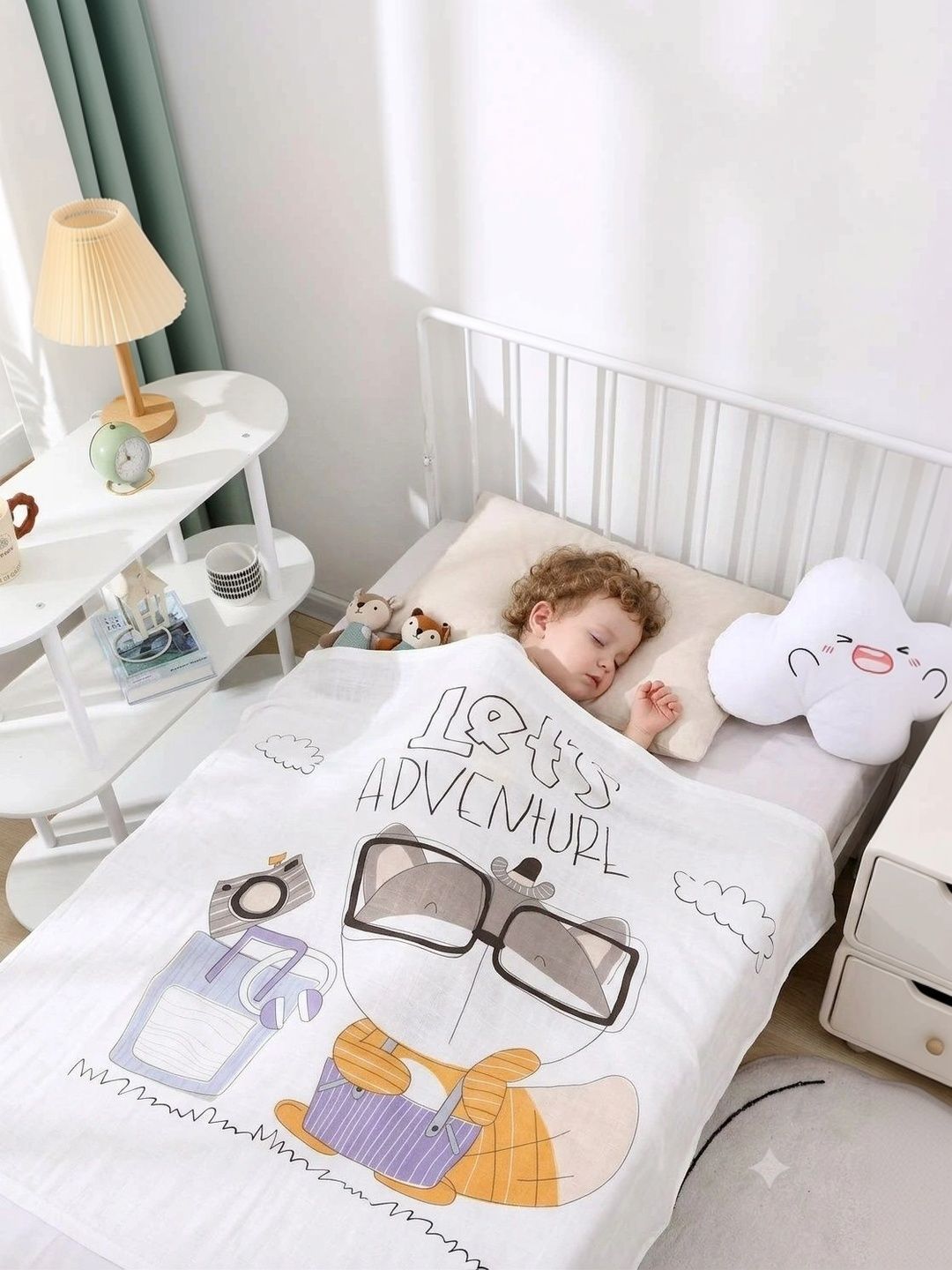 Butterthief White Cartoon Characters AC Room 210 GSM Blanket-picture-30