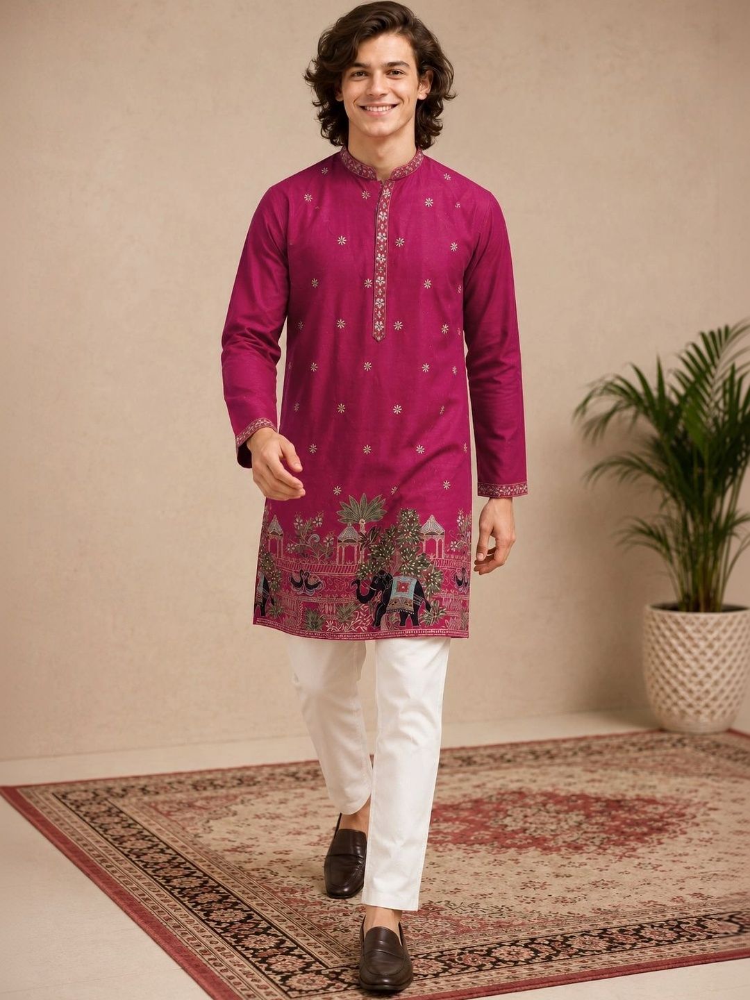 House of Pataudi Men Embroidered Thread Work Grandeur & Majestic Artwork Kurta-picture-50