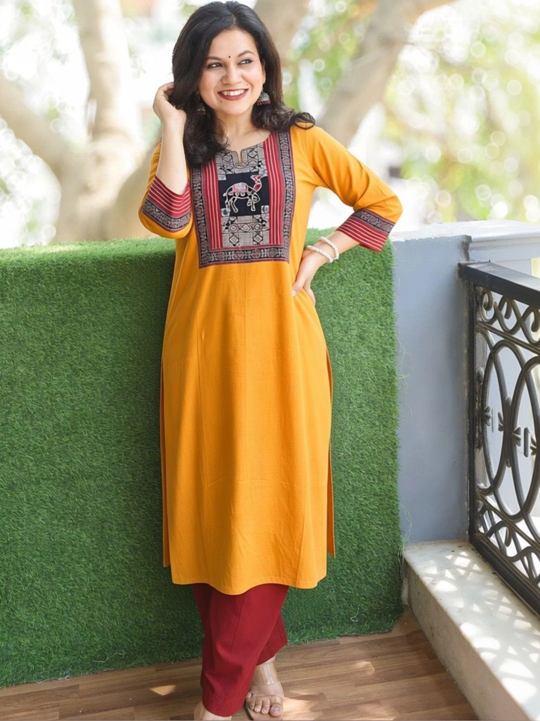 Desi Sandook Ethnic Motifs Printed Pure Cotton Blend Kurti-picture-18