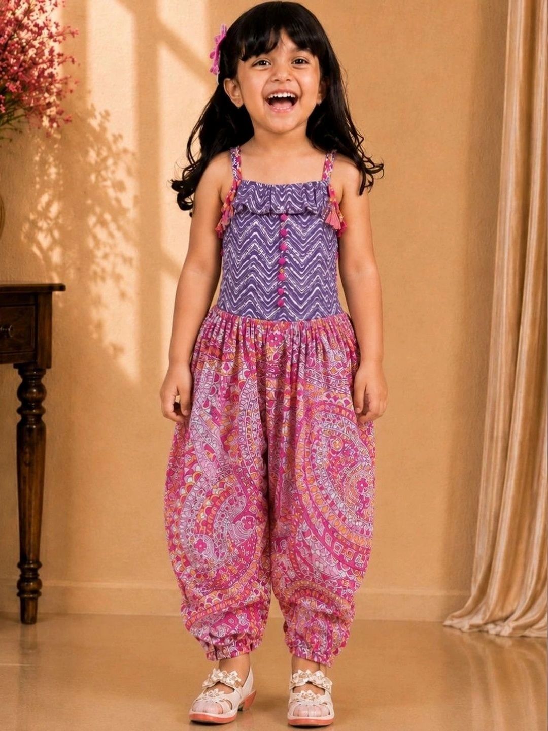 Twisha Girls Printed Basic Jumpsuit with Ruffles-picture-39