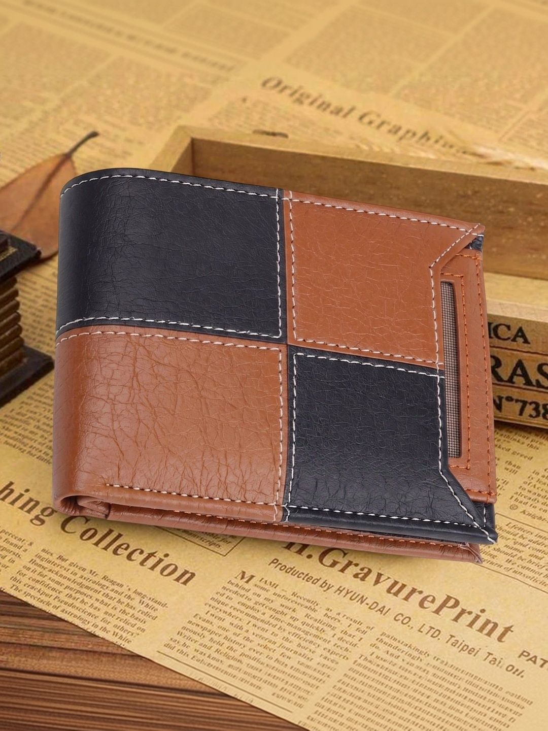 LAER Men Colourblocked PU Two Fold Wallet-image-25