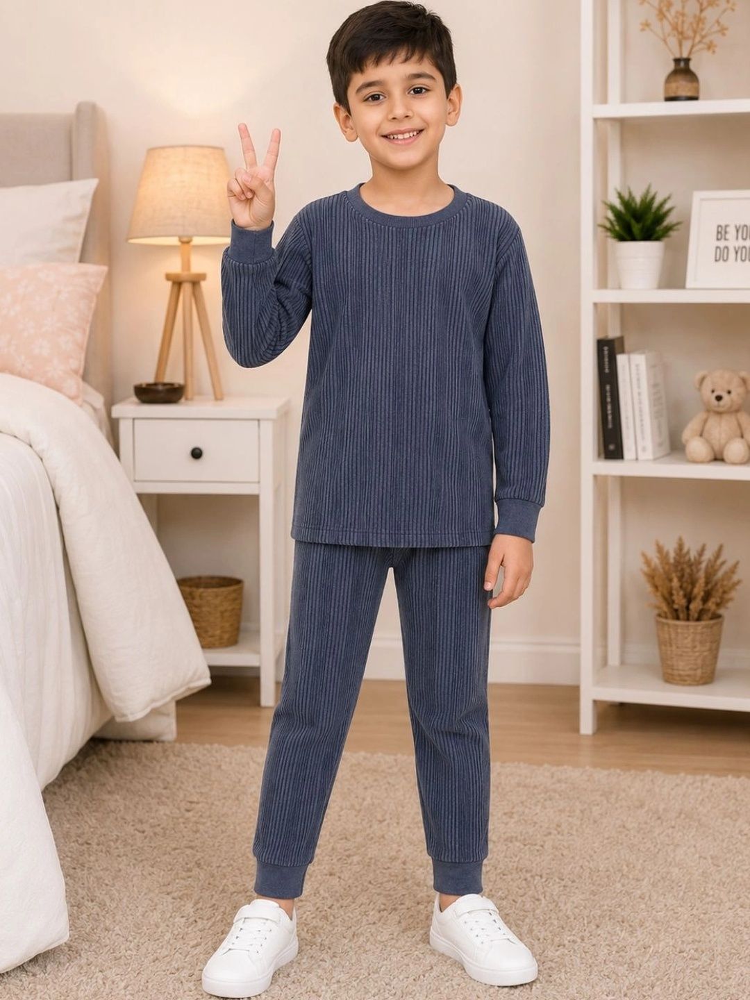 Lala Maneet Boys Striped Cotton Pull Over Thermal Set-picture-43