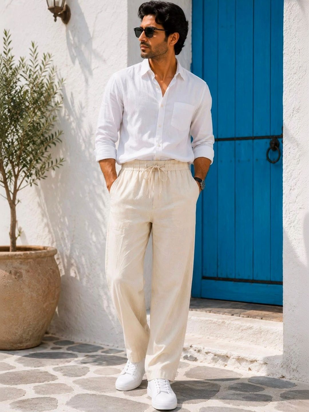 Tini Huggs Men Tailored Linen Mid-Rise Trousers-picture-57