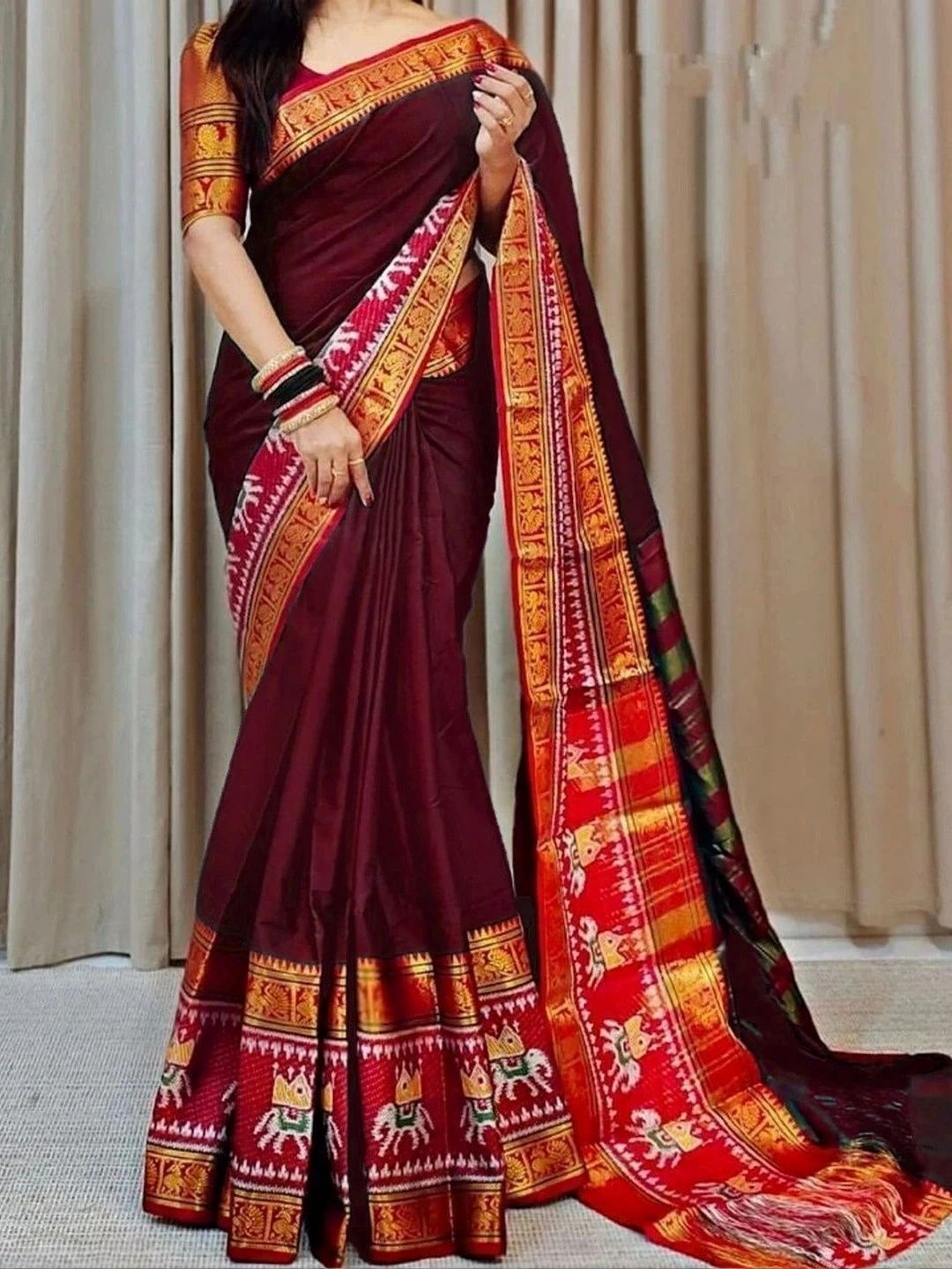 MAGNEITTA Woven Design Zari Silk Cotton Designer Narayan Peth Saree-image-35