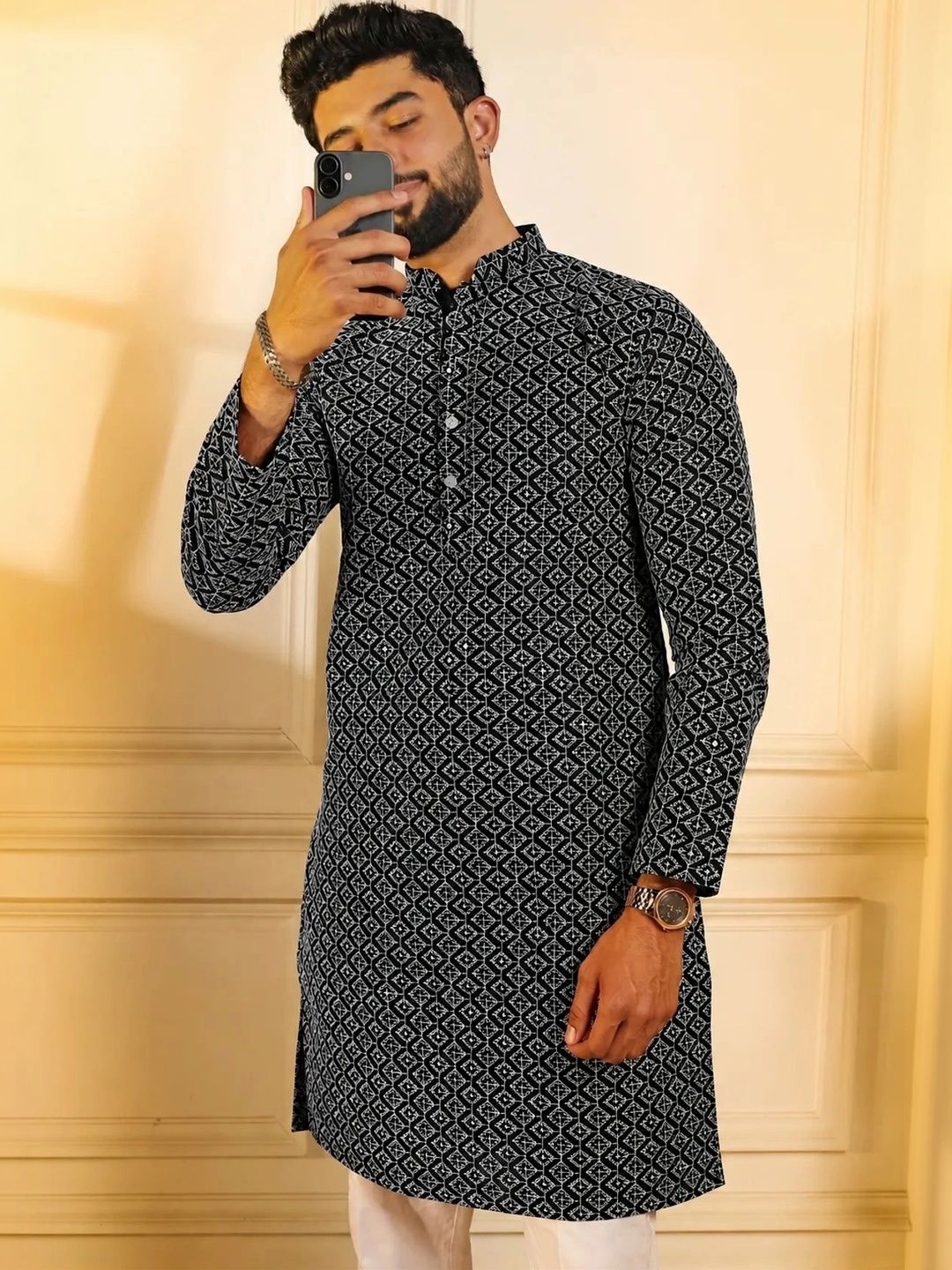 Leipzig Fashion Men Geometric Printed Kurta-picture-37