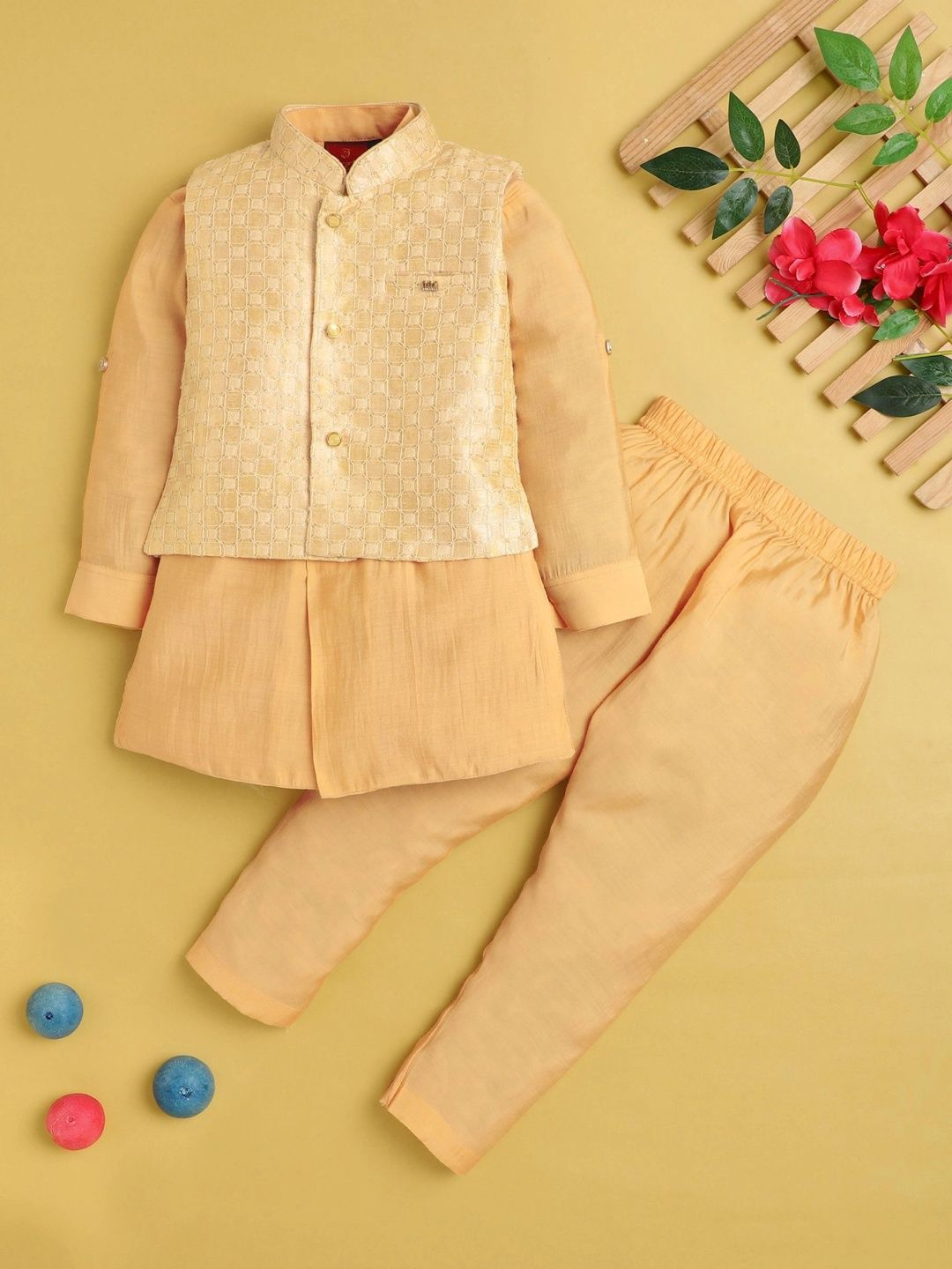 Sparklepop Boys Embroidered Mandarin Collar Sherwani-picture-24