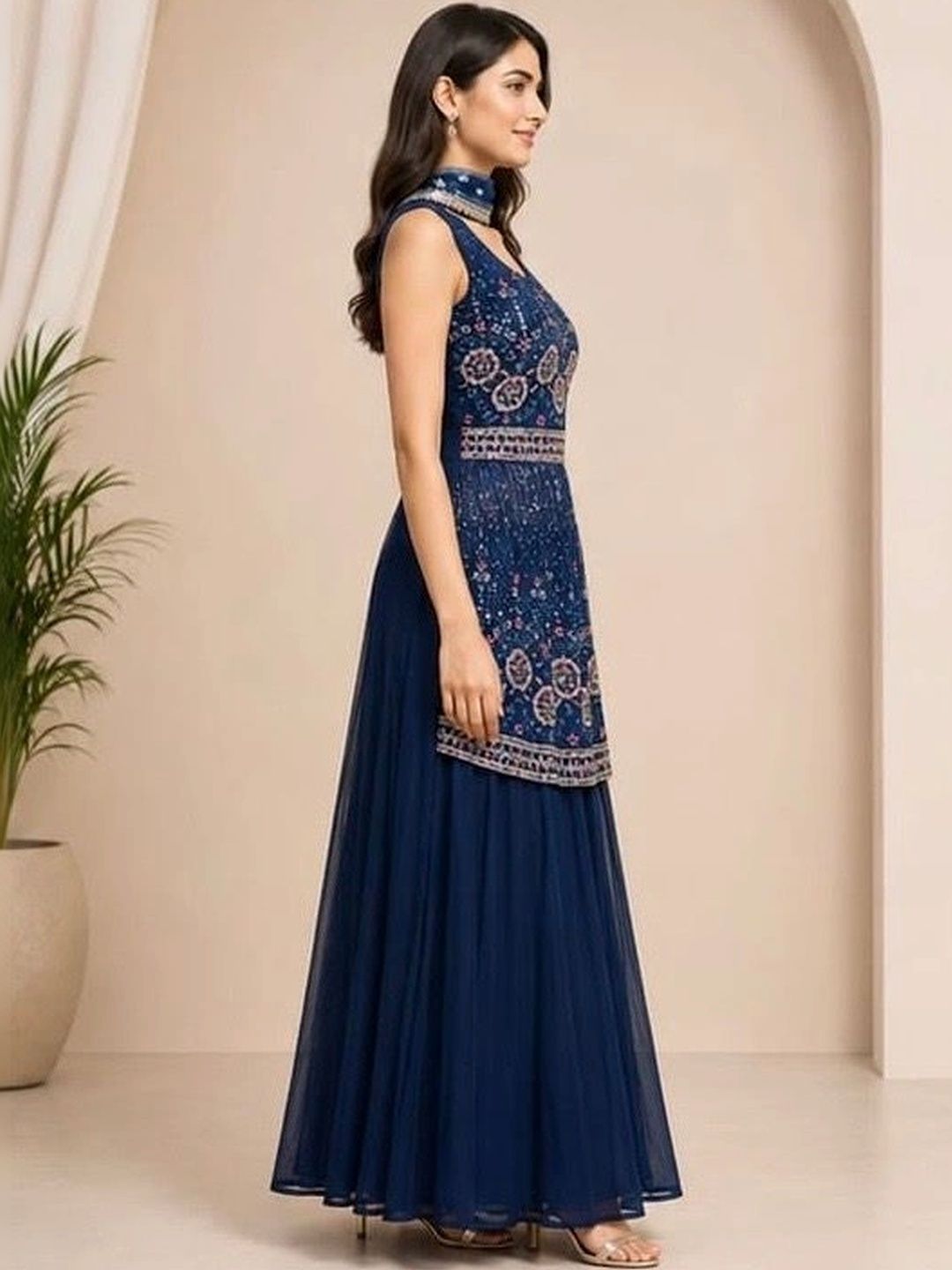 Sanwari Embellished Thread Work Ready to Wear Lehenga &-image-44