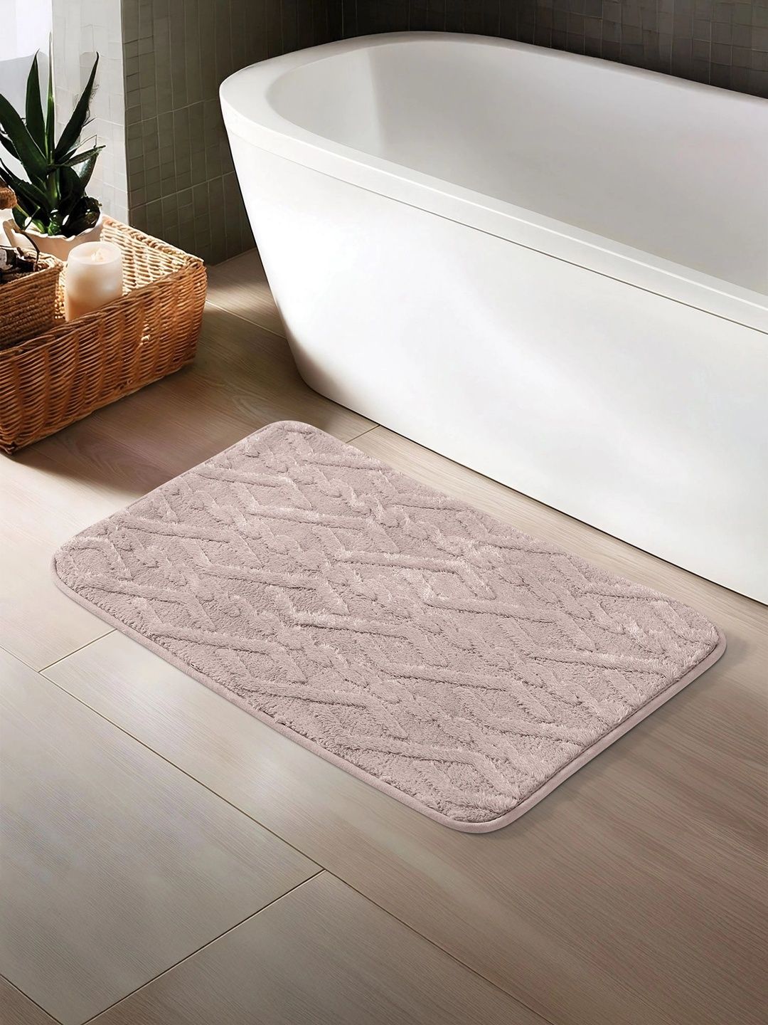 OBSESSIONS Grey Anti-Skid & Non-Slip Rectangular Bath Rug-image-27