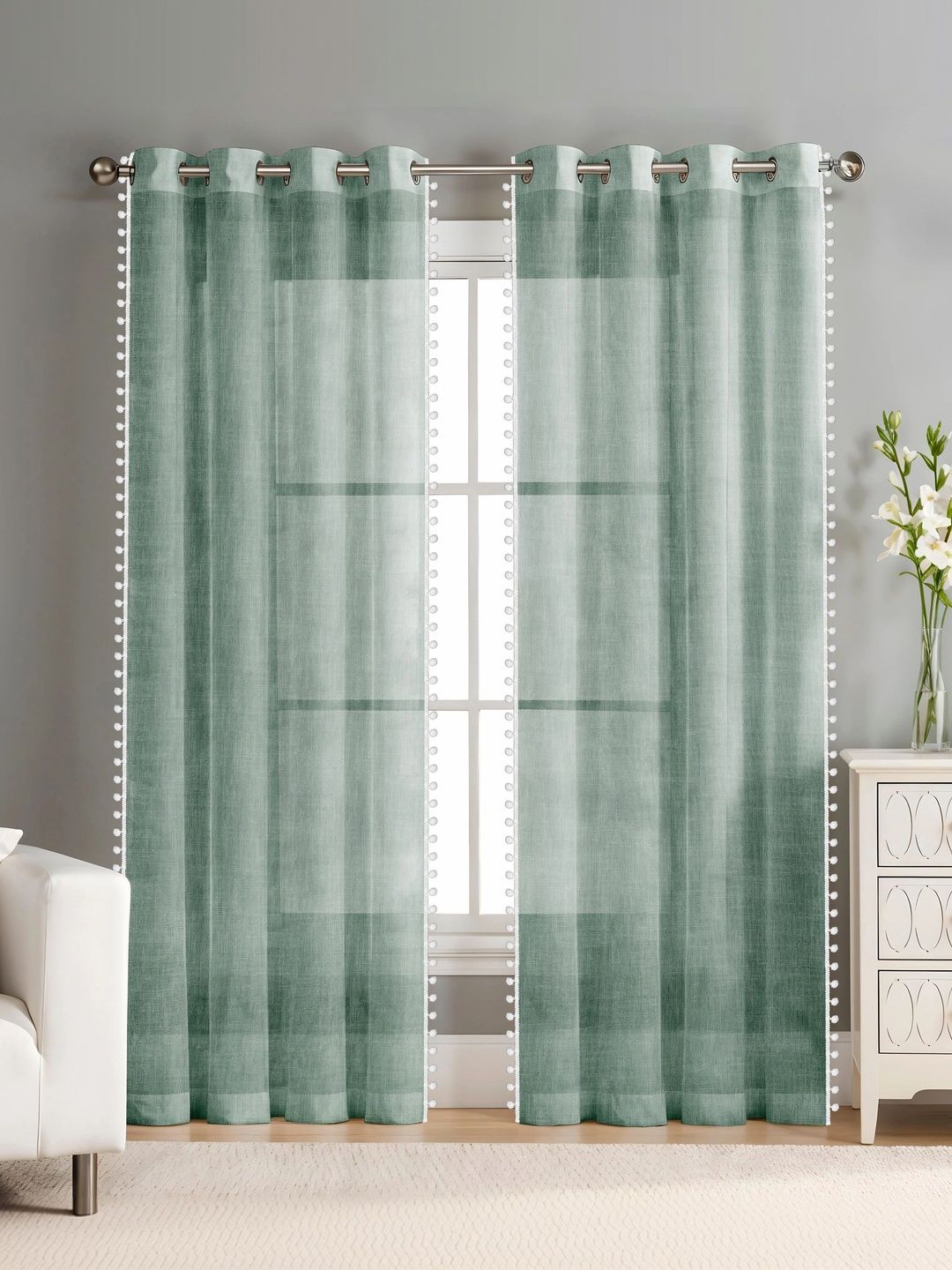 AAVIS DECOR Green Set of 2 Sheer Window Curtain-image-33