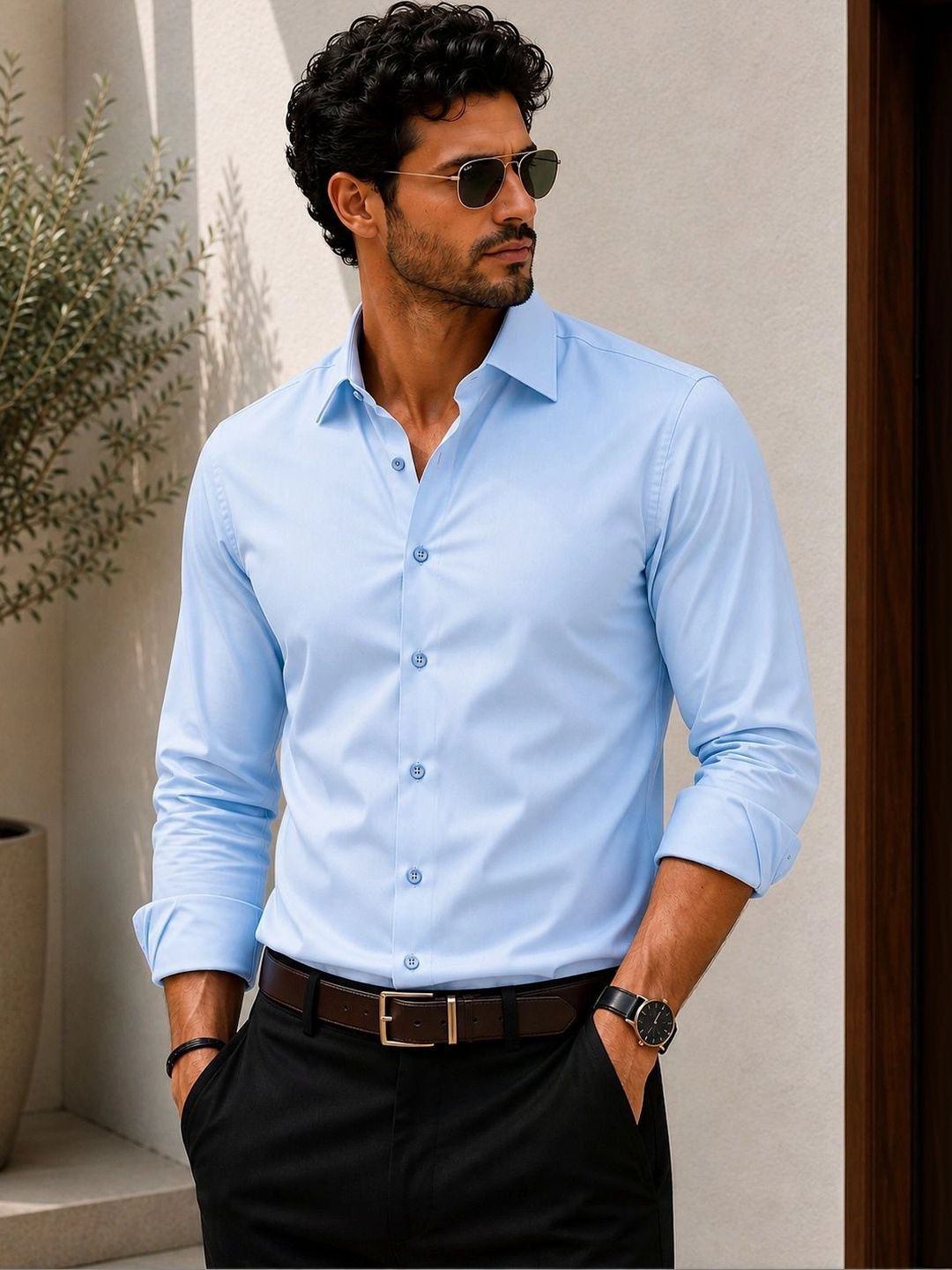 THE BIG ATTIRE Men Classic Satin Formal Shirt-picture-10