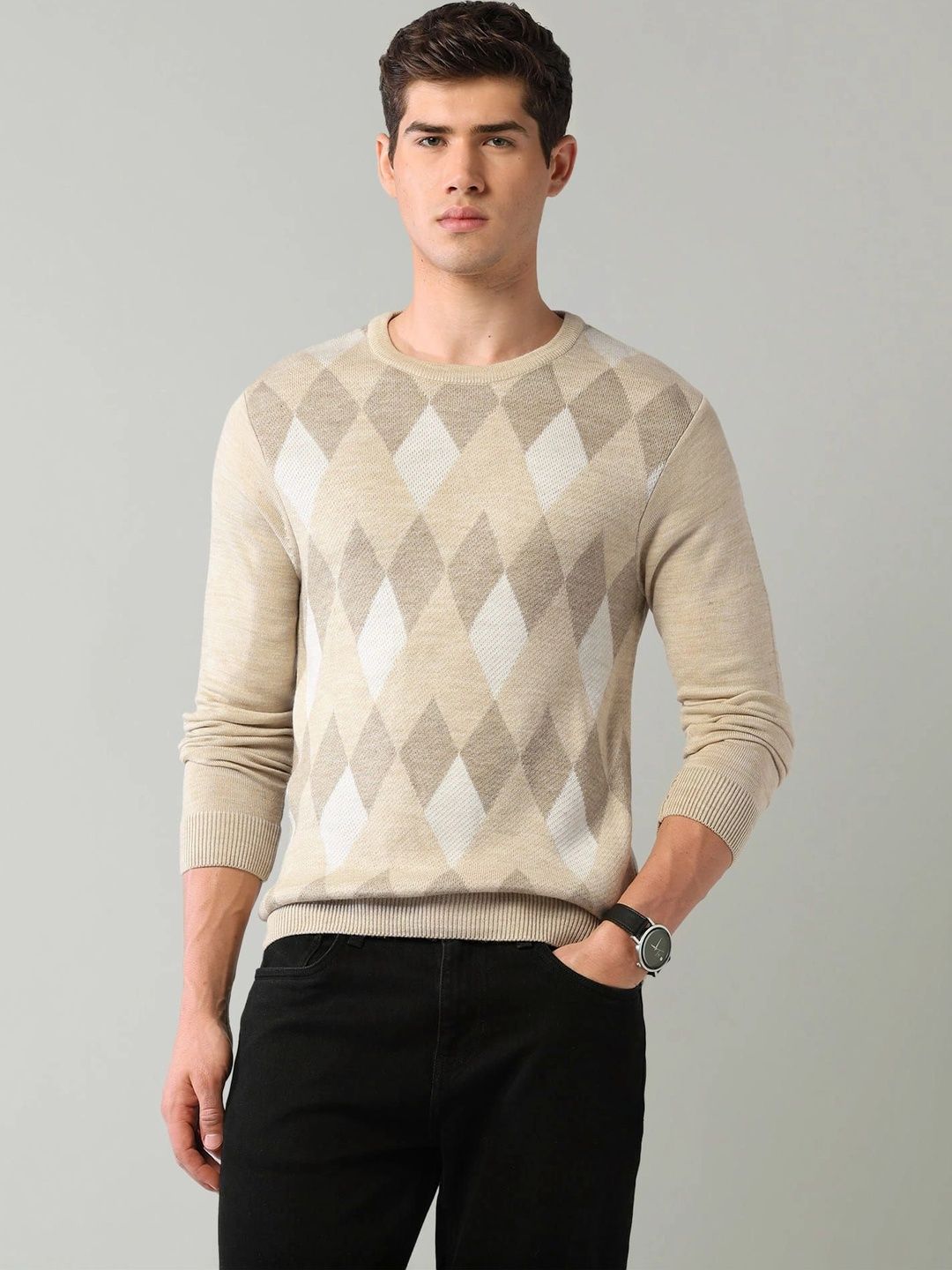 AD By Arvind Men Argyle Checked Pullover-picture-31