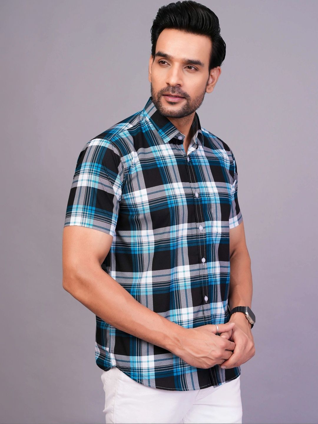 BLACKLILLY Men Standard Slim Fit Checked Casual Shirt-picture-25