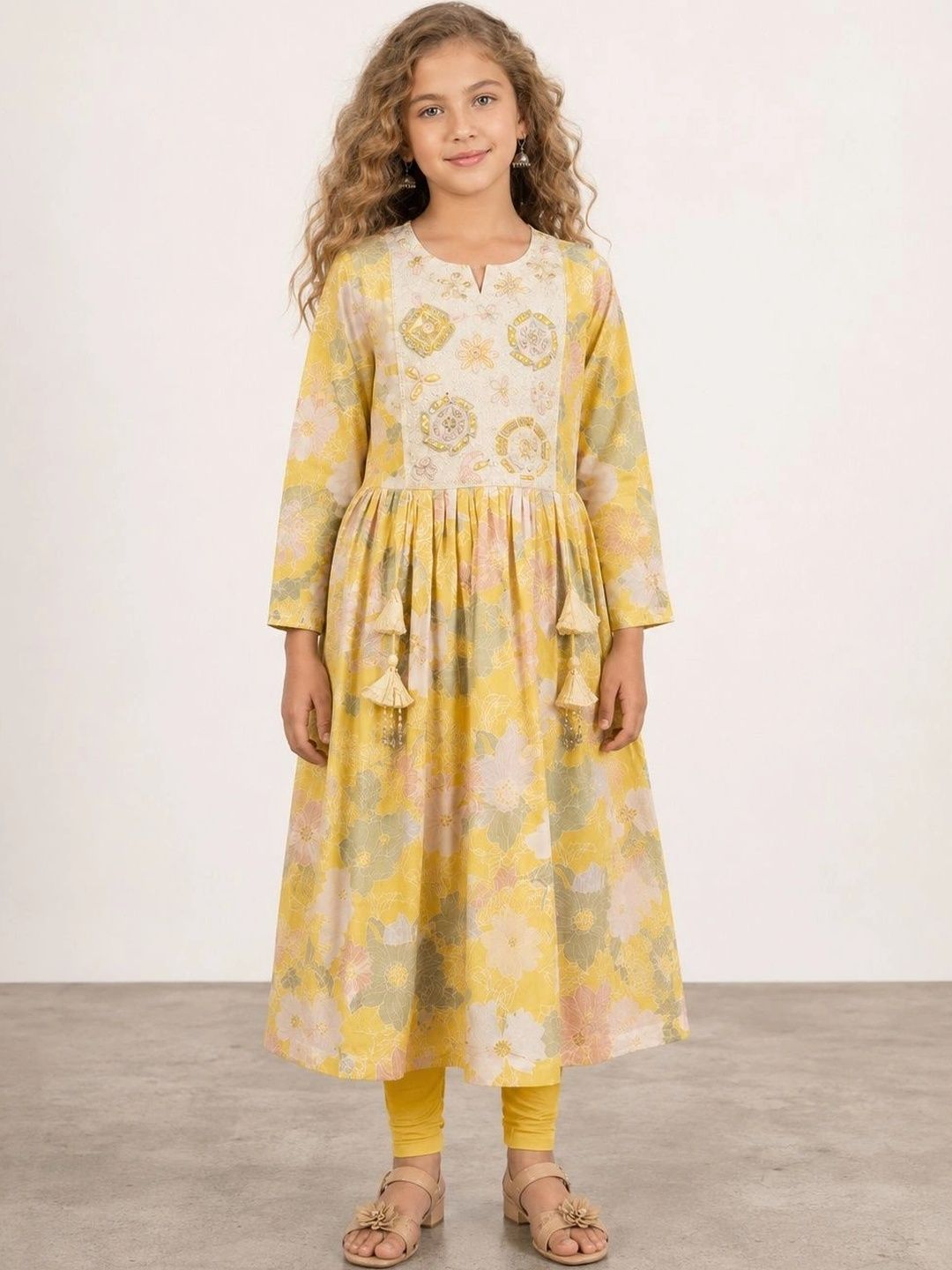 Muhuratam Girls Floral Printed Thread Work Floral Anarkali Kurta-picture-57