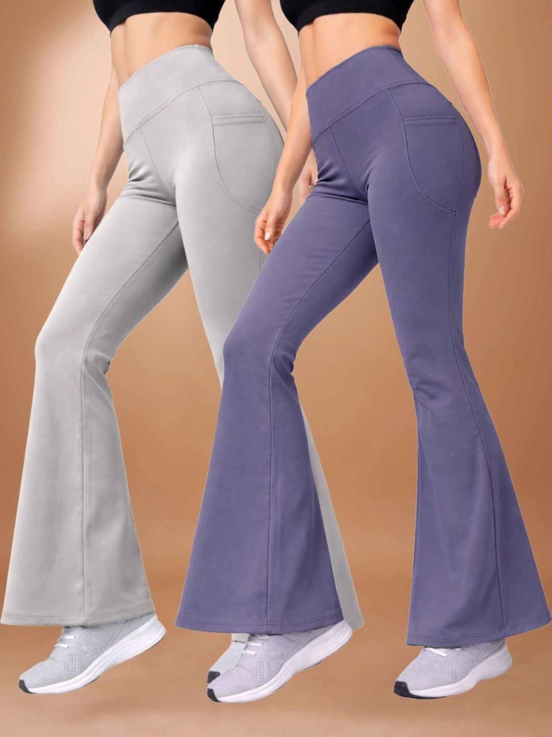 KASHIKAY CREATION Women Pack of 2 High-Rise Flared Yoga Tights-picture-11