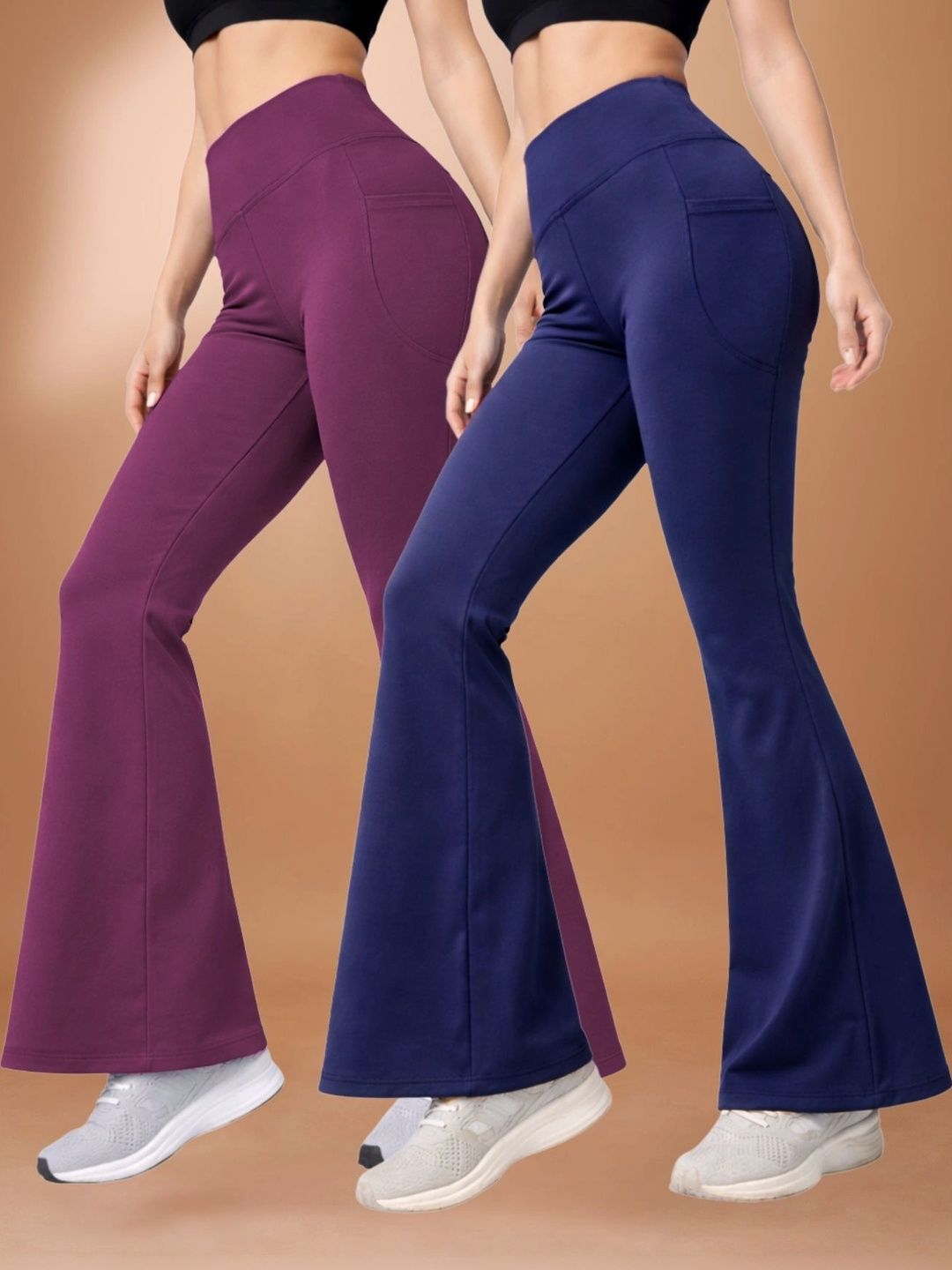 KASHIKAY CREATION Pack Of 2 High-Rise Flared Gym Tights-picture-38