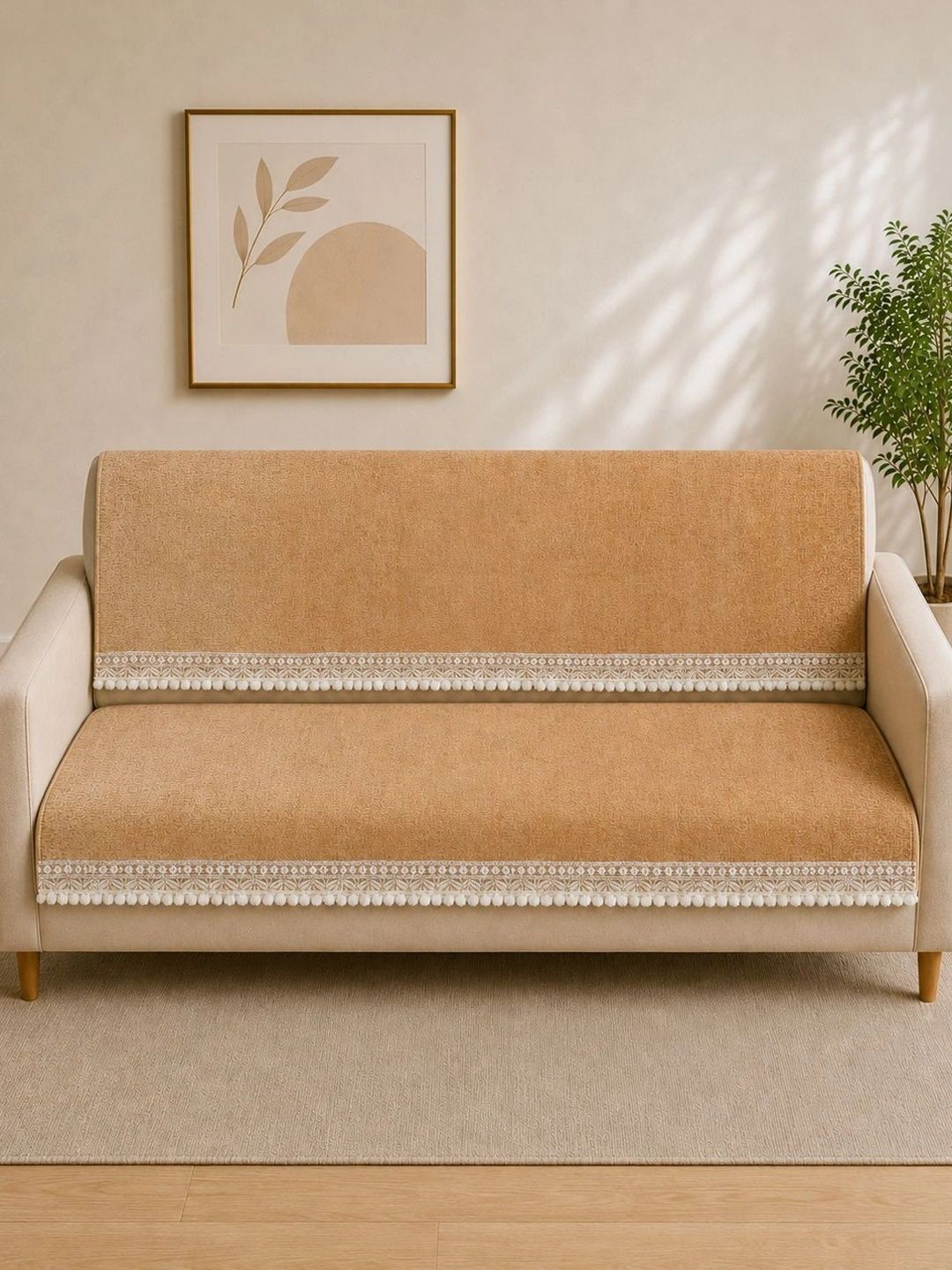 Aura Beige 2 Piece Sofa Cover Without Arms-picture-21