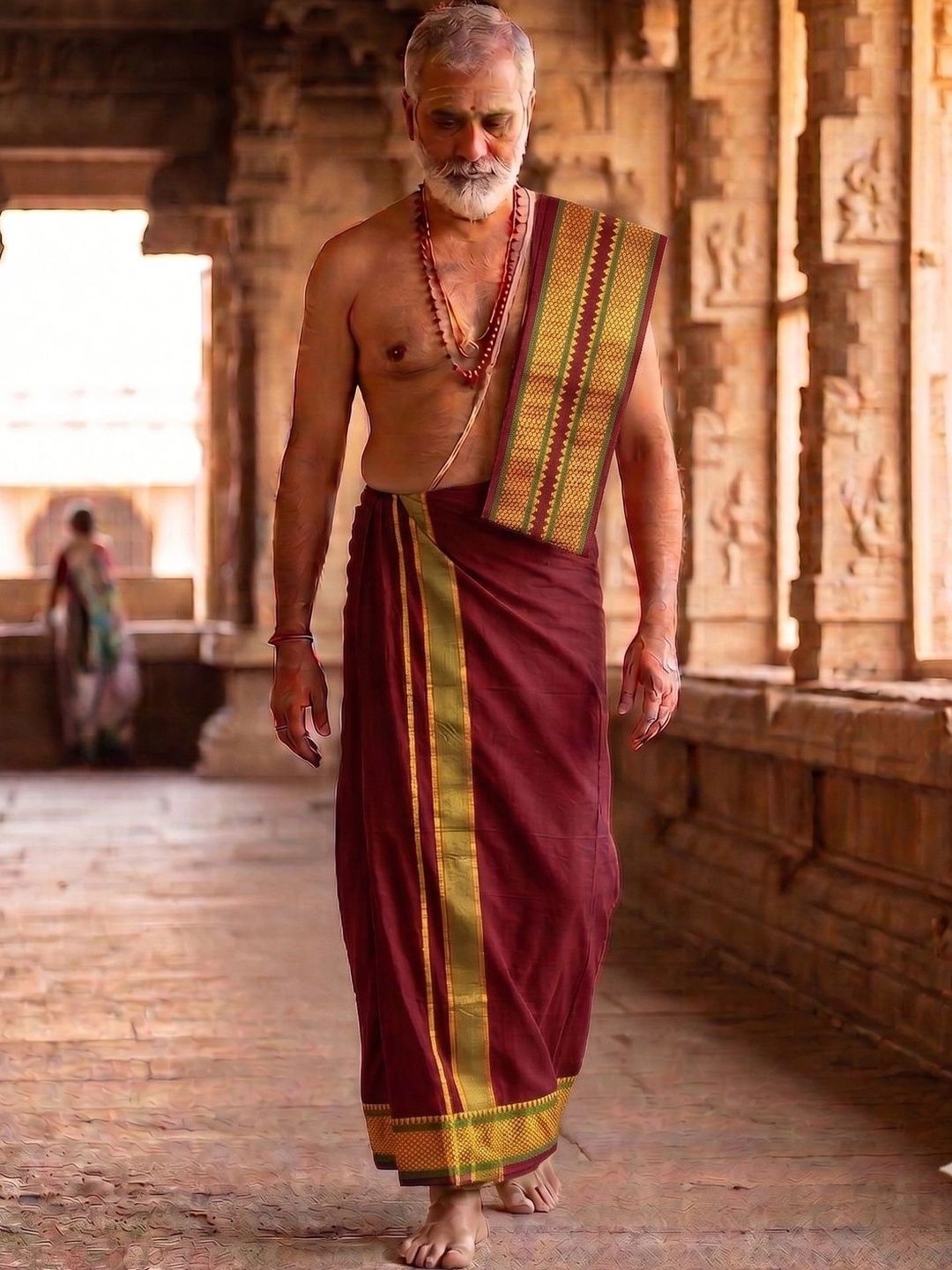 Hornbill Enterprises Men Striped Cotton Dhoti Dhotis-picture-19