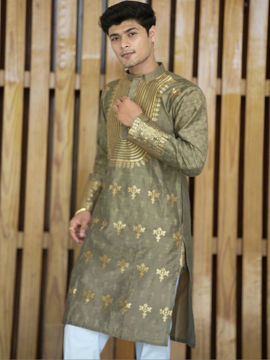 House Of Sanskruti Men Jacquard Kurta-picture-13