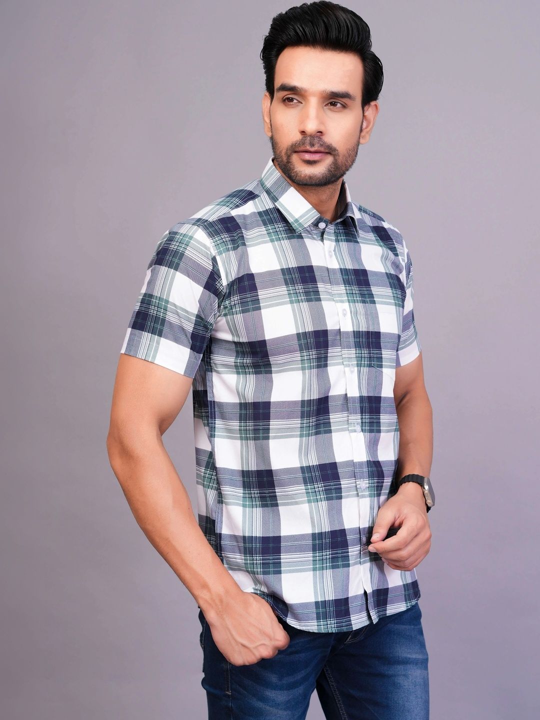 BLACKLILLY Men Standard Slim Fit Tartan Checks Checked Casual Shirt-picture-50