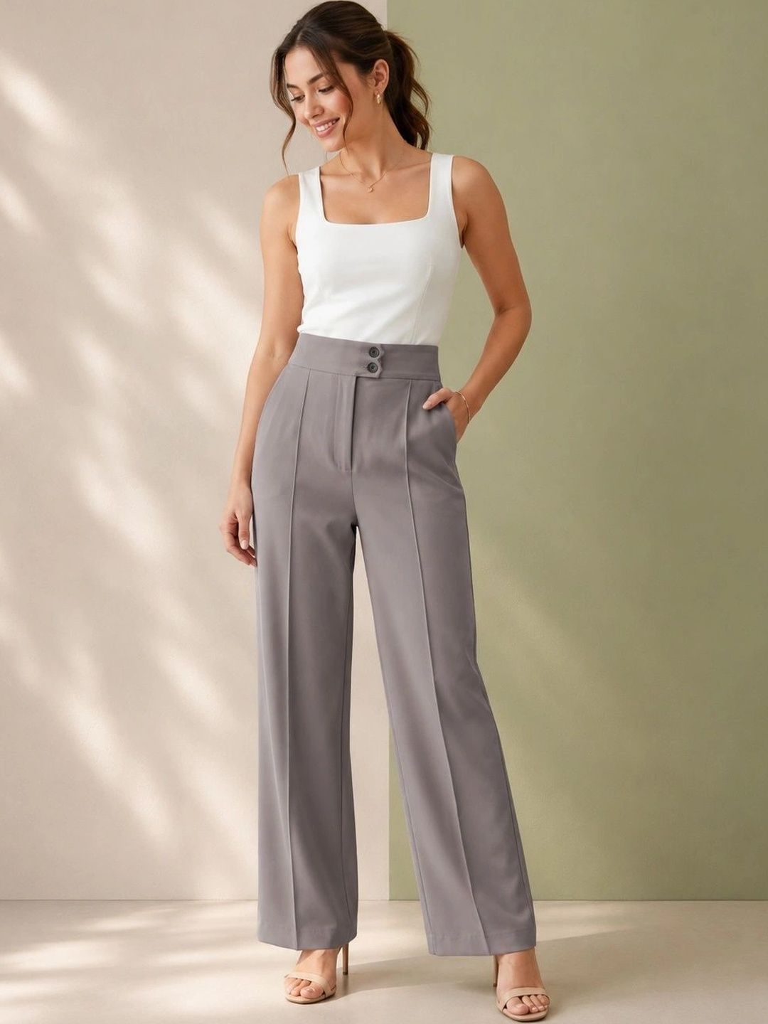 DressBerry Women Comfort High-Rise Easy Wash Culottes Trousers-picture-47