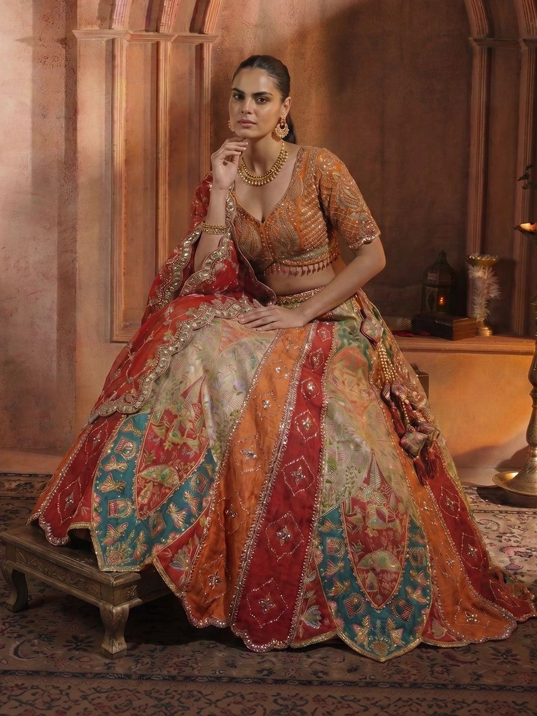 THE THIRD LABEL Embellished Sequinned Semi-Stitched Lehenga & Ready to Wear Blouse With Dupatta-picture-25