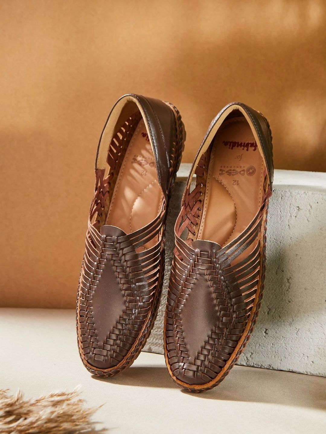 Fabindia Men Woven Design Leather Loafers-image-36