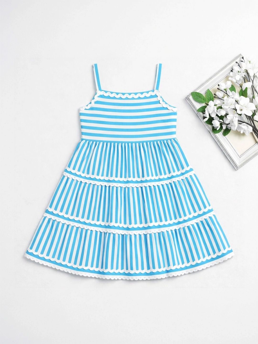 The Magic Wand Striped Ruffled A-Line Dress-picture-55
